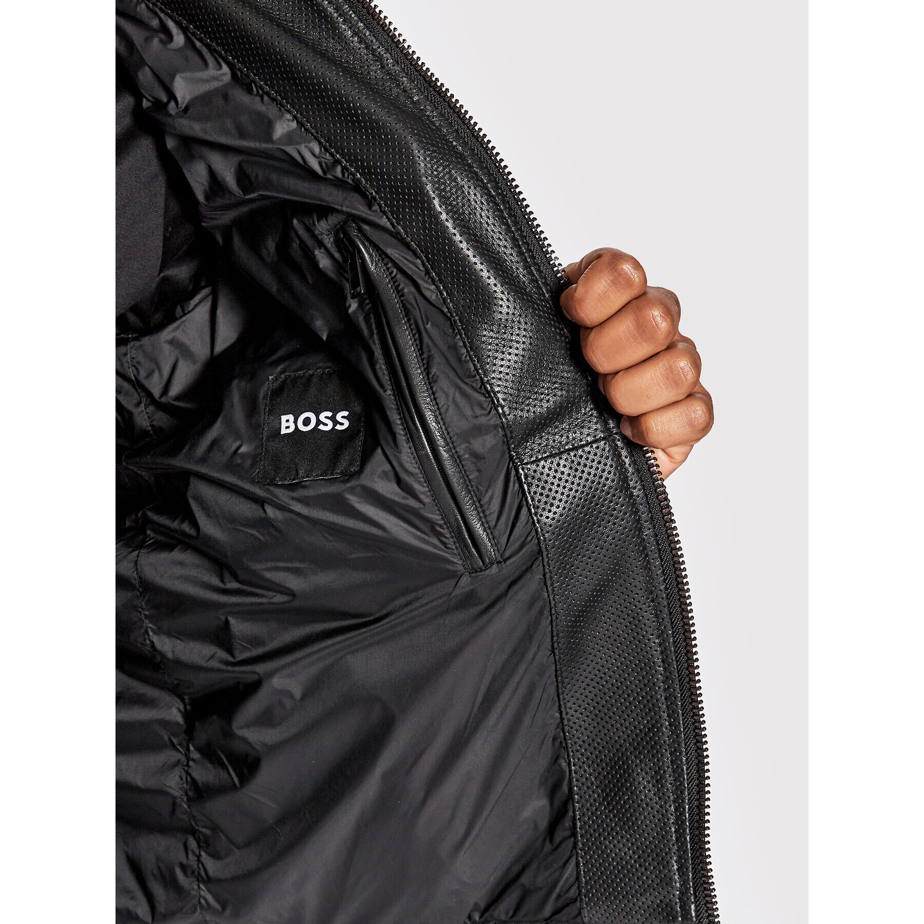 Boss Kožená bunda Malton 50469834 Černá Regular Fit - Pepit.cz