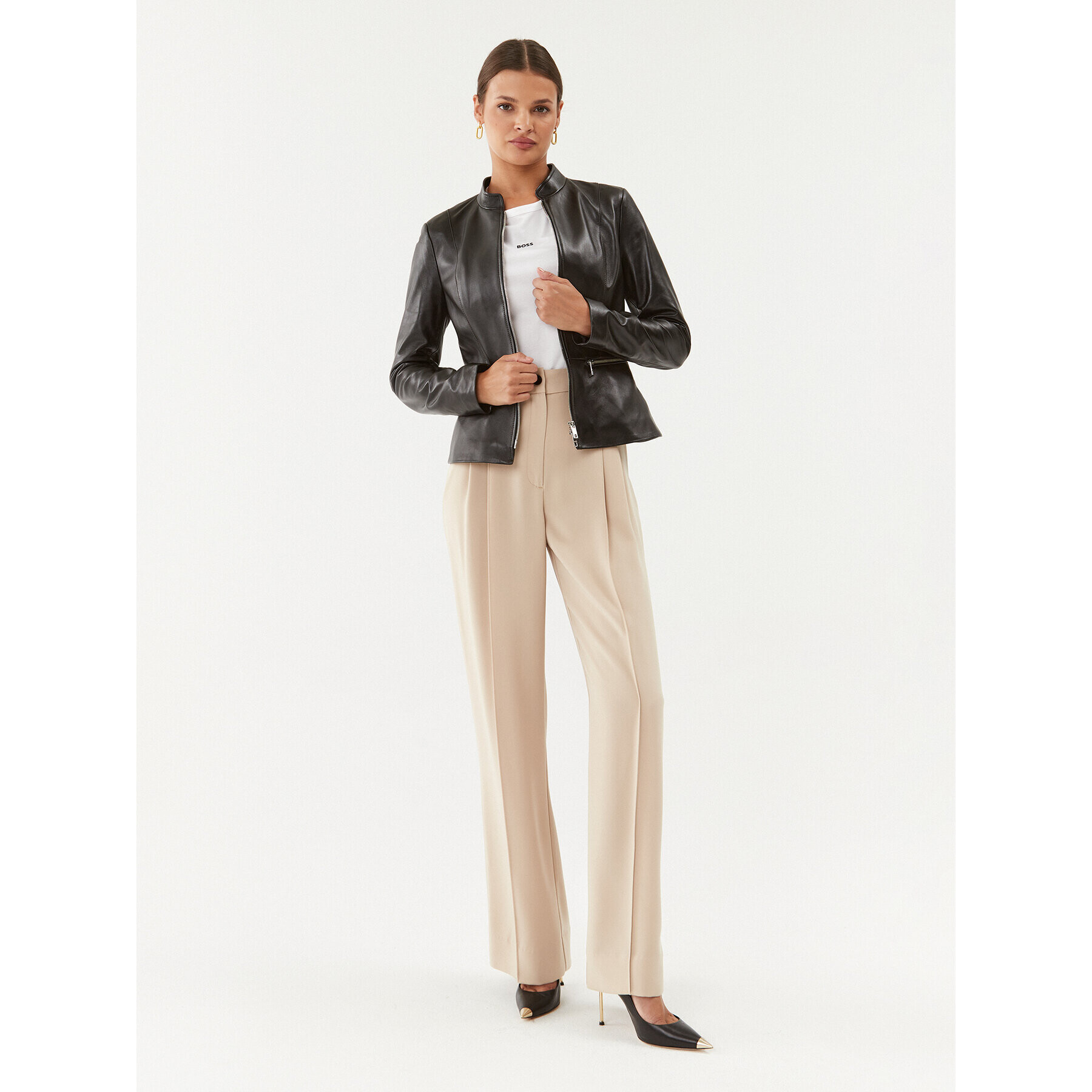 Boss Kožená bunda Salometa 50501269 Černá Slim Fit - Pepit.cz