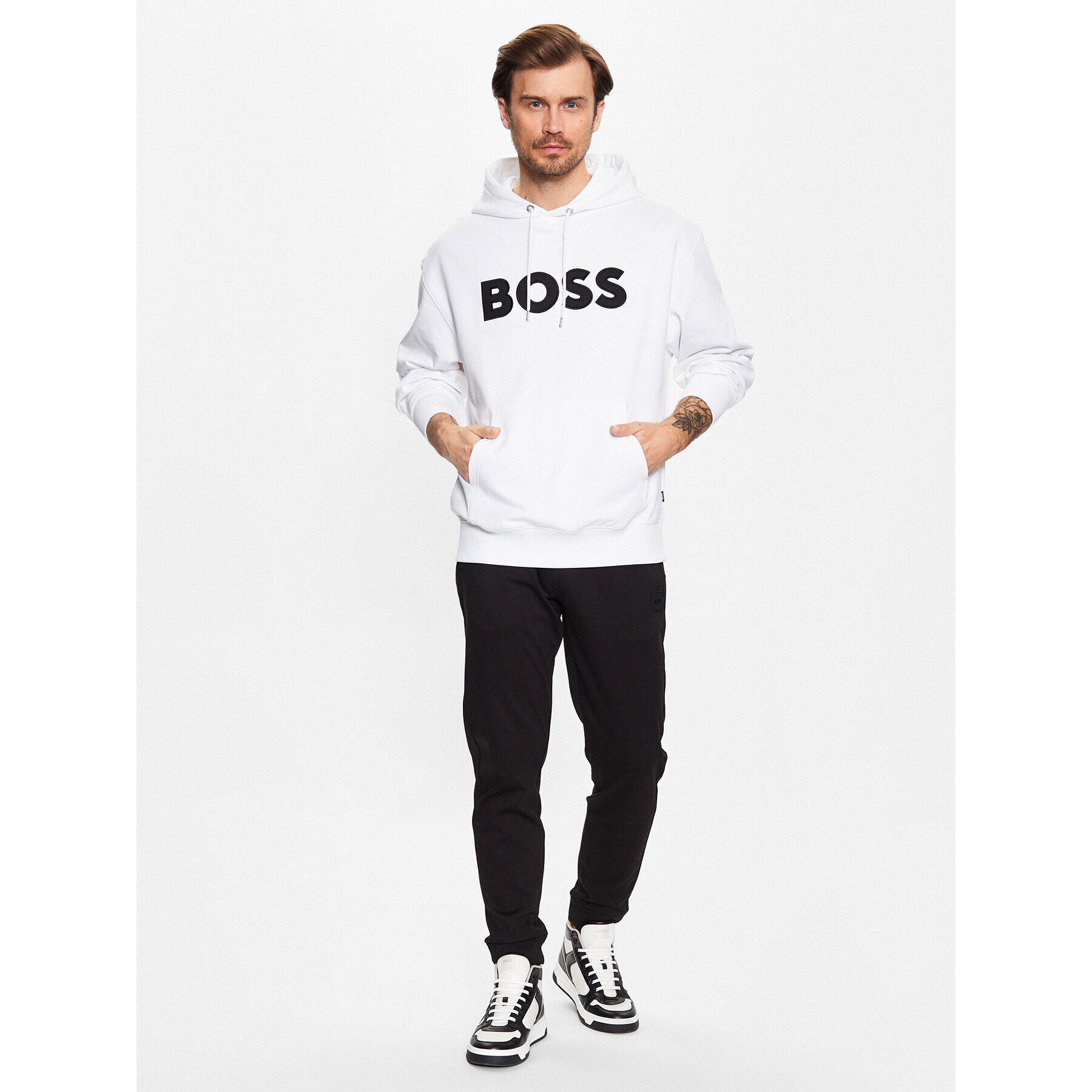 Boss Mikina 50486243 Bílá Regular Fit - Pepit.cz