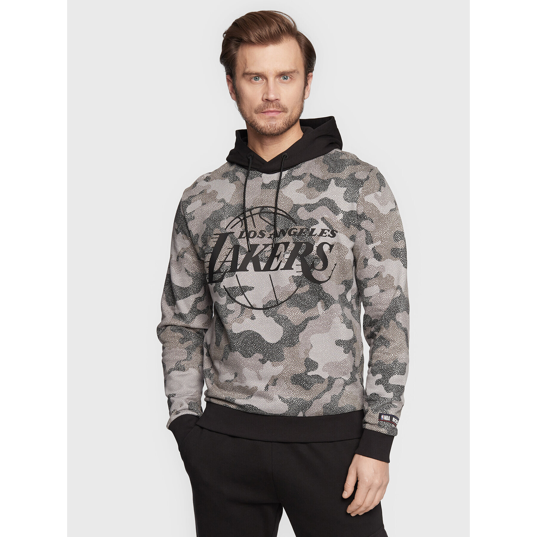 Boss Mikina NBA Camo 50477453 Šedá Regular Fit - Pepit.cz