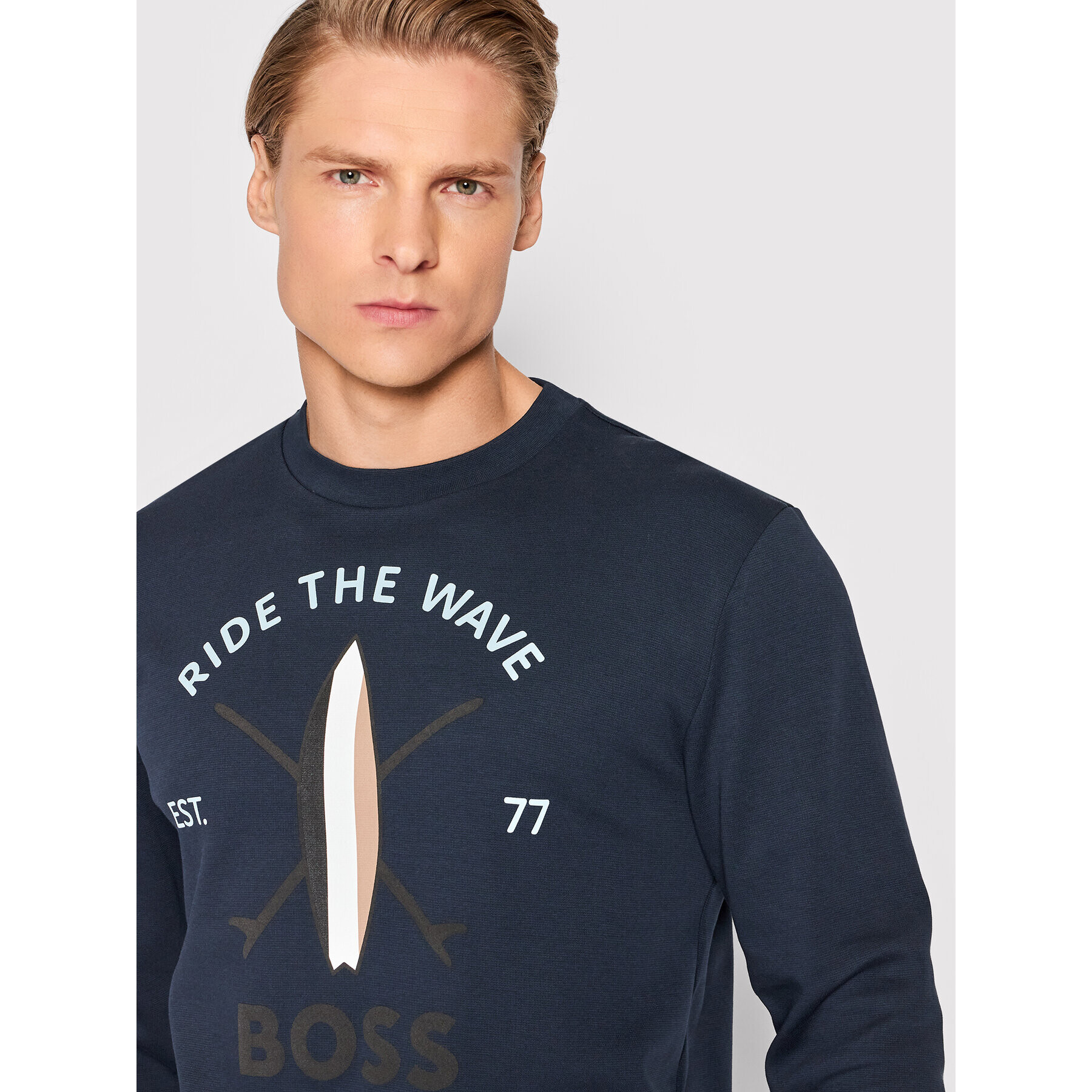 Boss Mikina Savin_Ch 50469224 Tmavomodrá Relaxed Fit - Pepit.cz