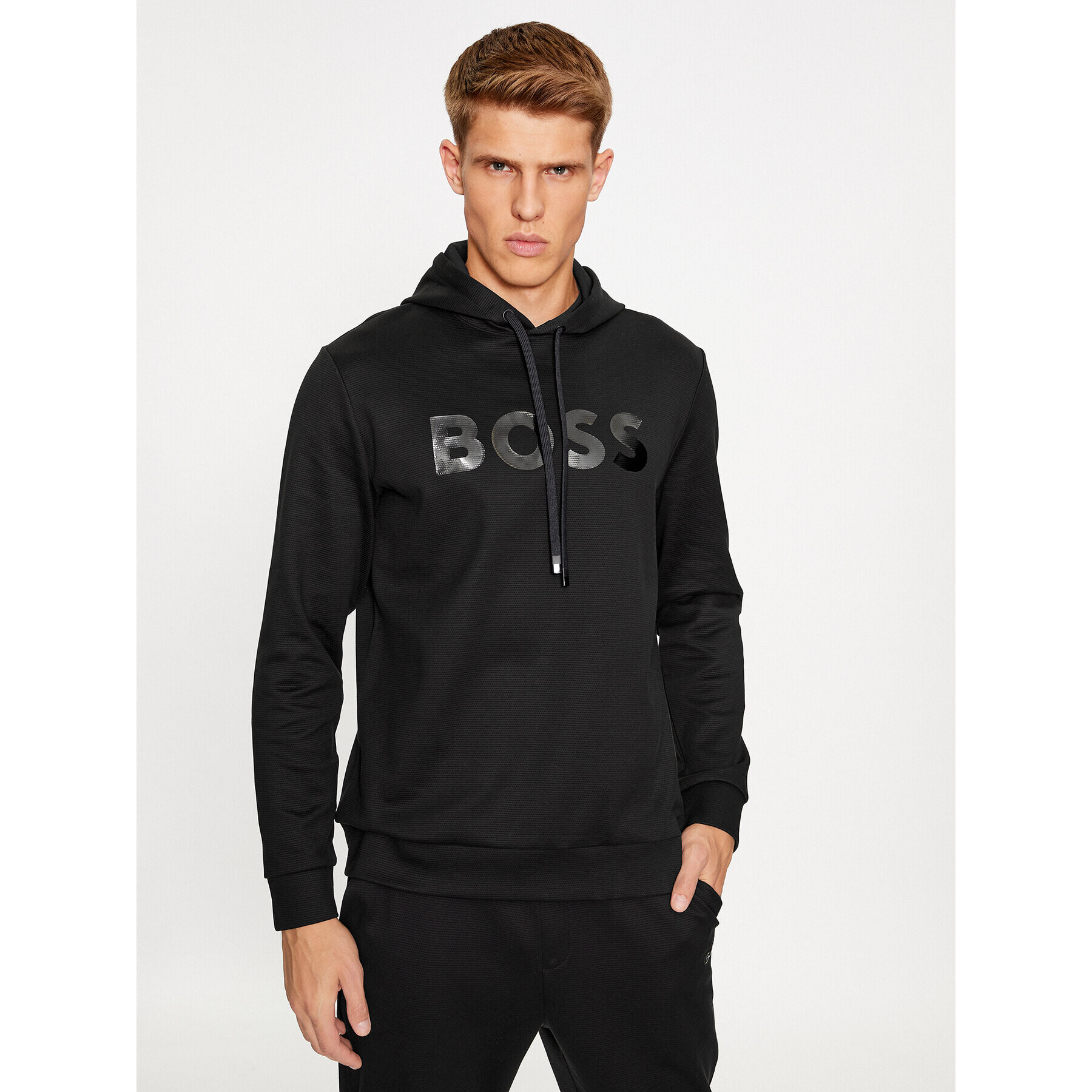 Boss Mikina Scoody Mirror 50501222 Černá Relaxed Fit - Pepit.cz