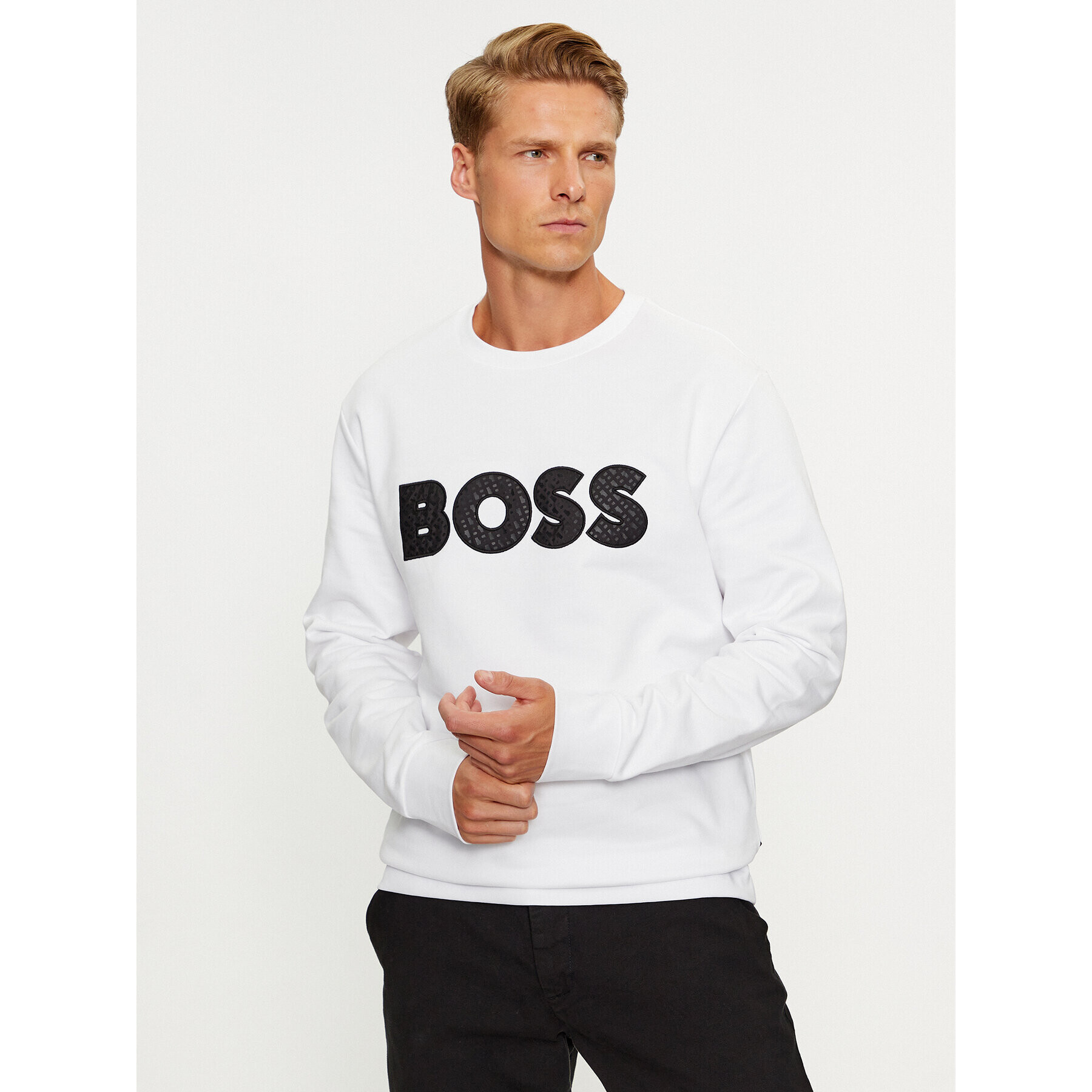 Boss Mikina Soleri 01 50494091 Bílá Relaxed Fit - Pepit.cz