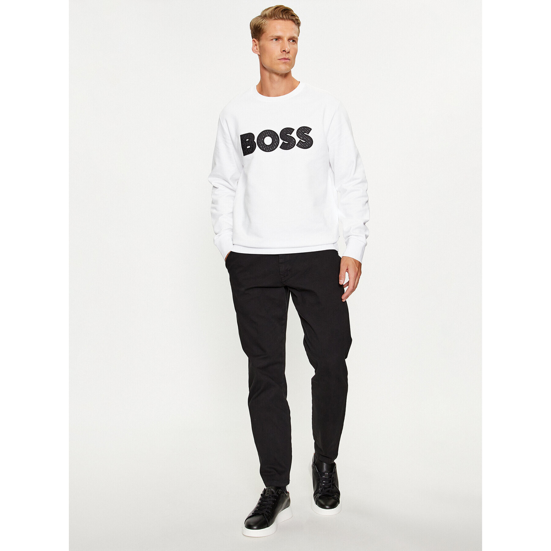 Boss Mikina Soleri 01 50494091 Bílá Relaxed Fit - Pepit.cz