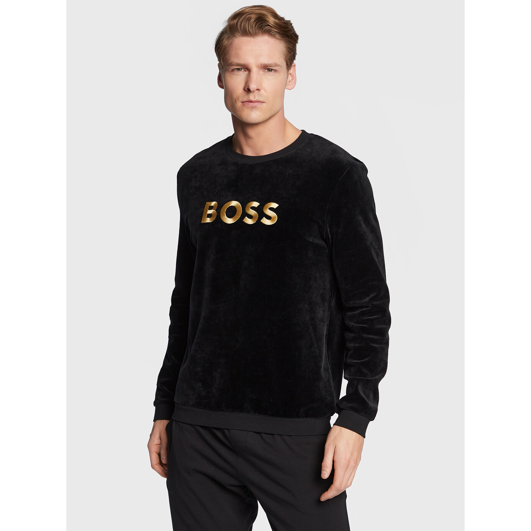 Boss Mikina Velour 50485863 Černá Regular Fit - Pepit.cz