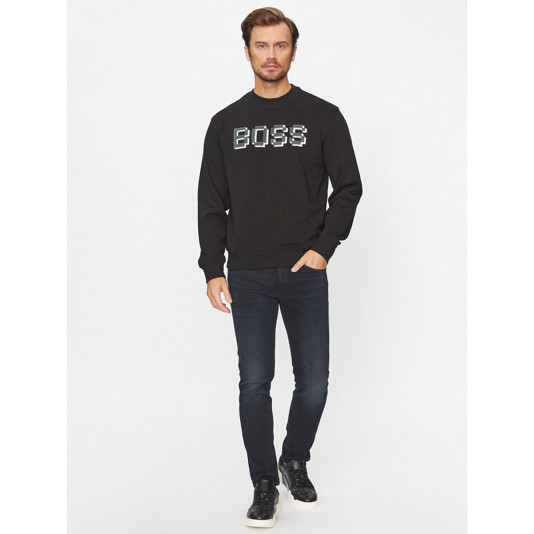 Boss Mikina Weglitchlogo 50499486 Černá Relaxed Fit - Pepit.cz