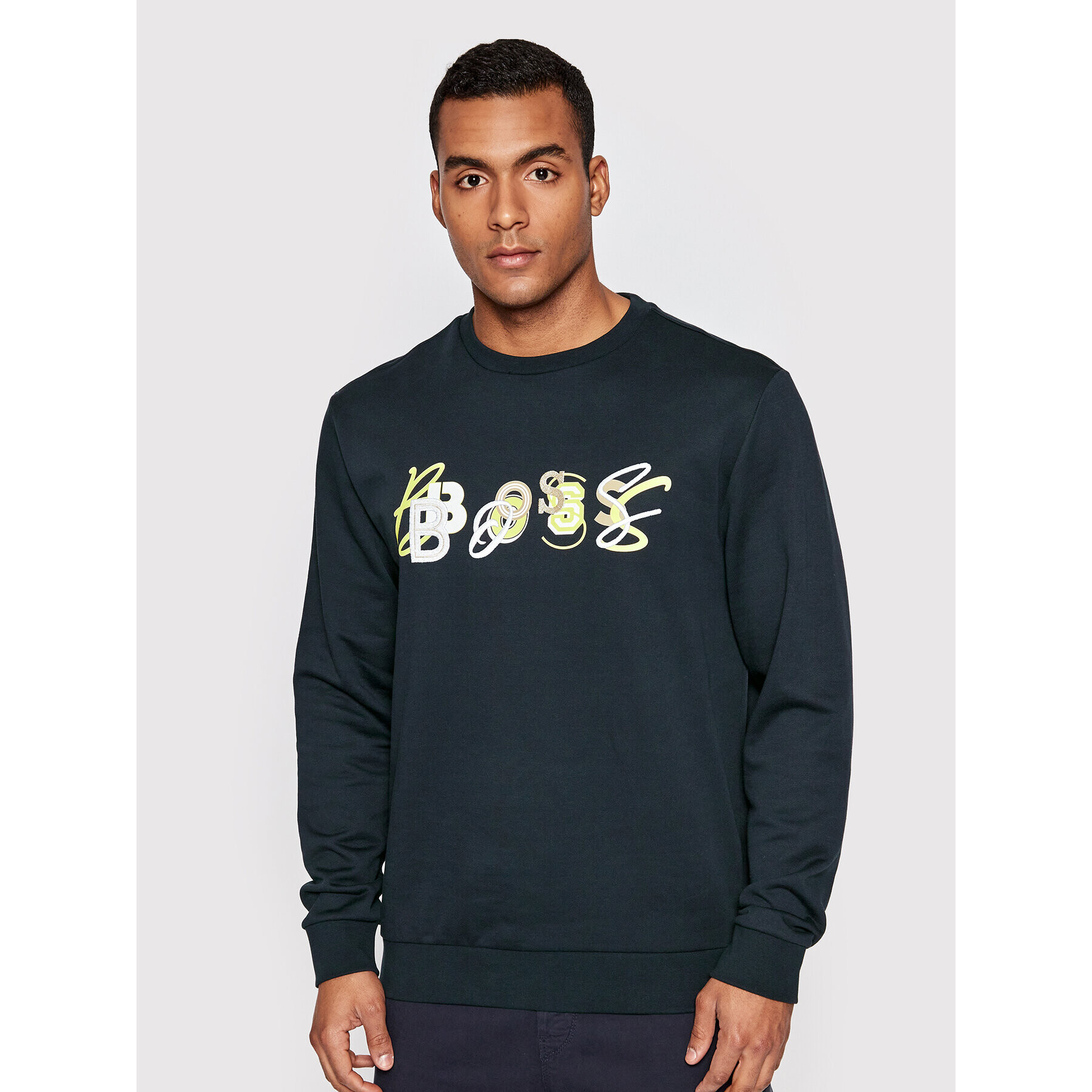 Boss Mikina Welogocrew 50472421 Tmavomodrá Regular Fit - Pepit.cz