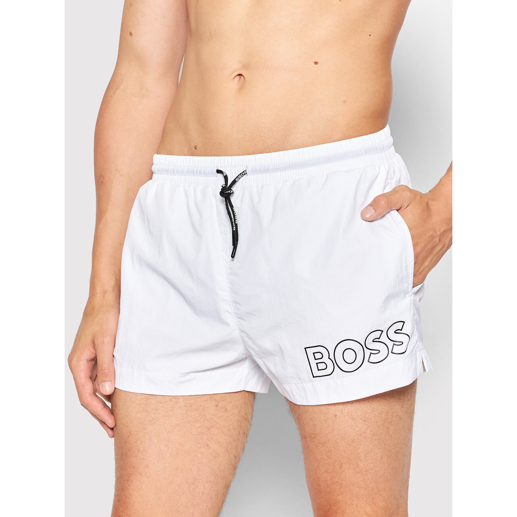 Boss Plavecké šortky Mooneye 50469280 Bílá Regular Fit - Pepit.cz