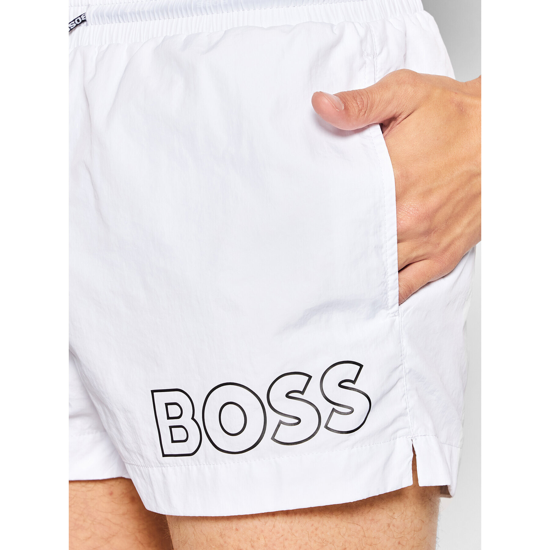 Boss Plavecké šortky Mooneye 50469280 Bílá Regular Fit - Pepit.cz