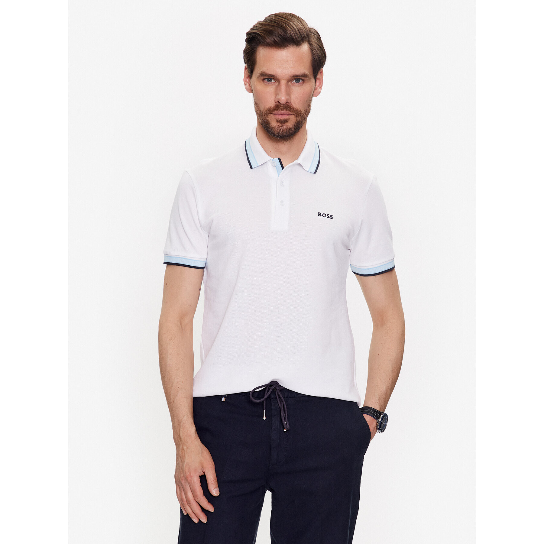 Boss Polokošile Paddy 50468983 Bílá Regular Fit - Pepit.cz