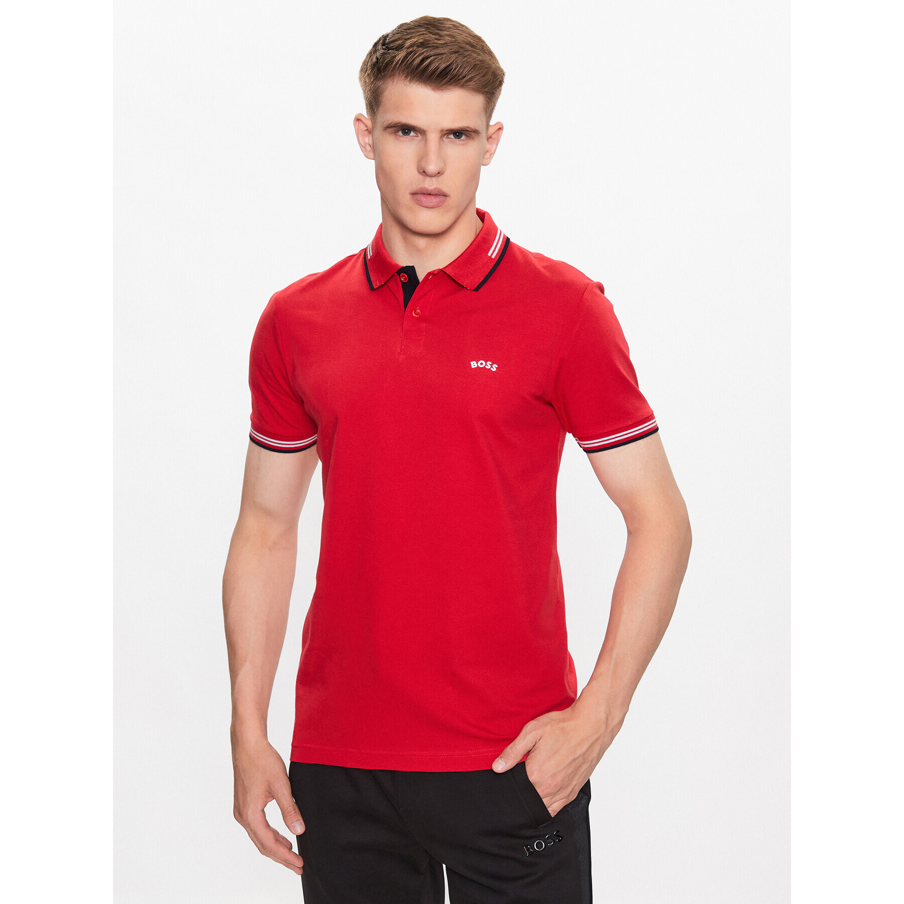 Boss Polokošile 50469245 Červená Slim Fit - Pepit.cz