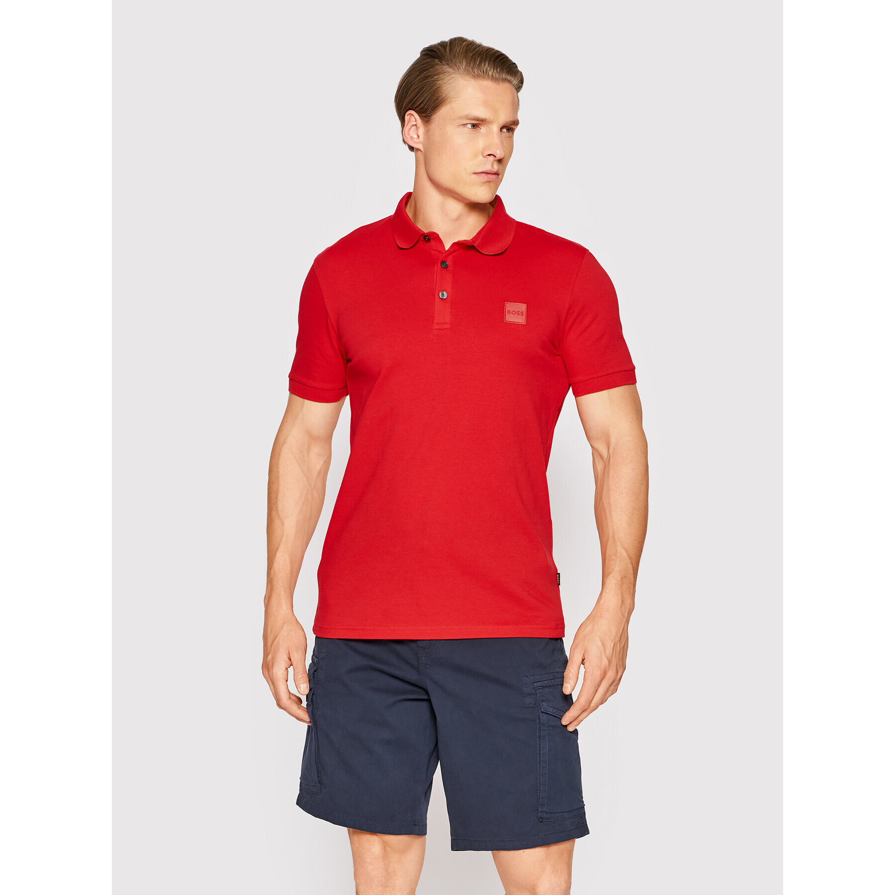 Boss Polokošile Passenger 50472668 Červená Slim Fit - Pepit.cz