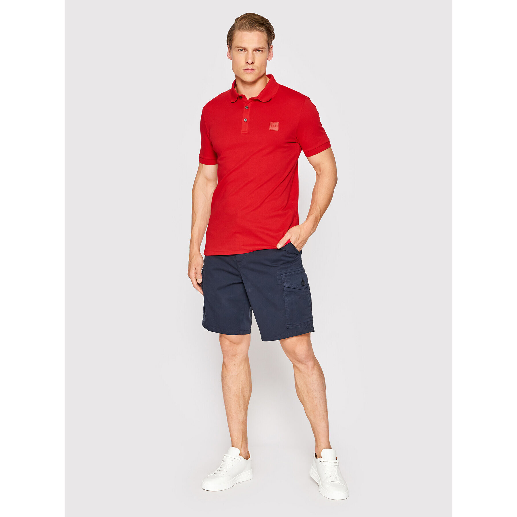 Boss Polokošile Passenger 50472668 Červená Slim Fit - Pepit.cz