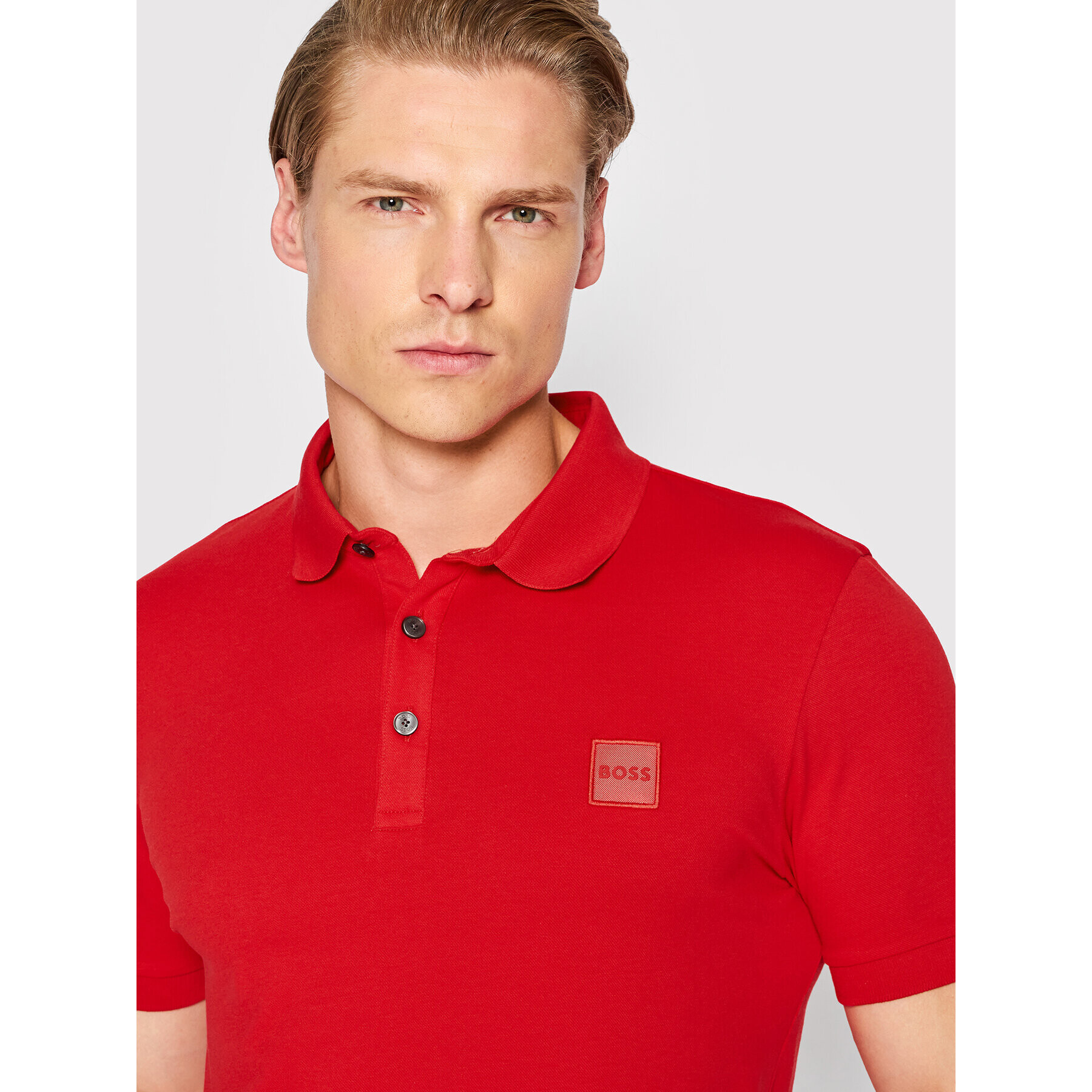 Boss Polokošile Passenger 50472668 Červená Slim Fit - Pepit.cz