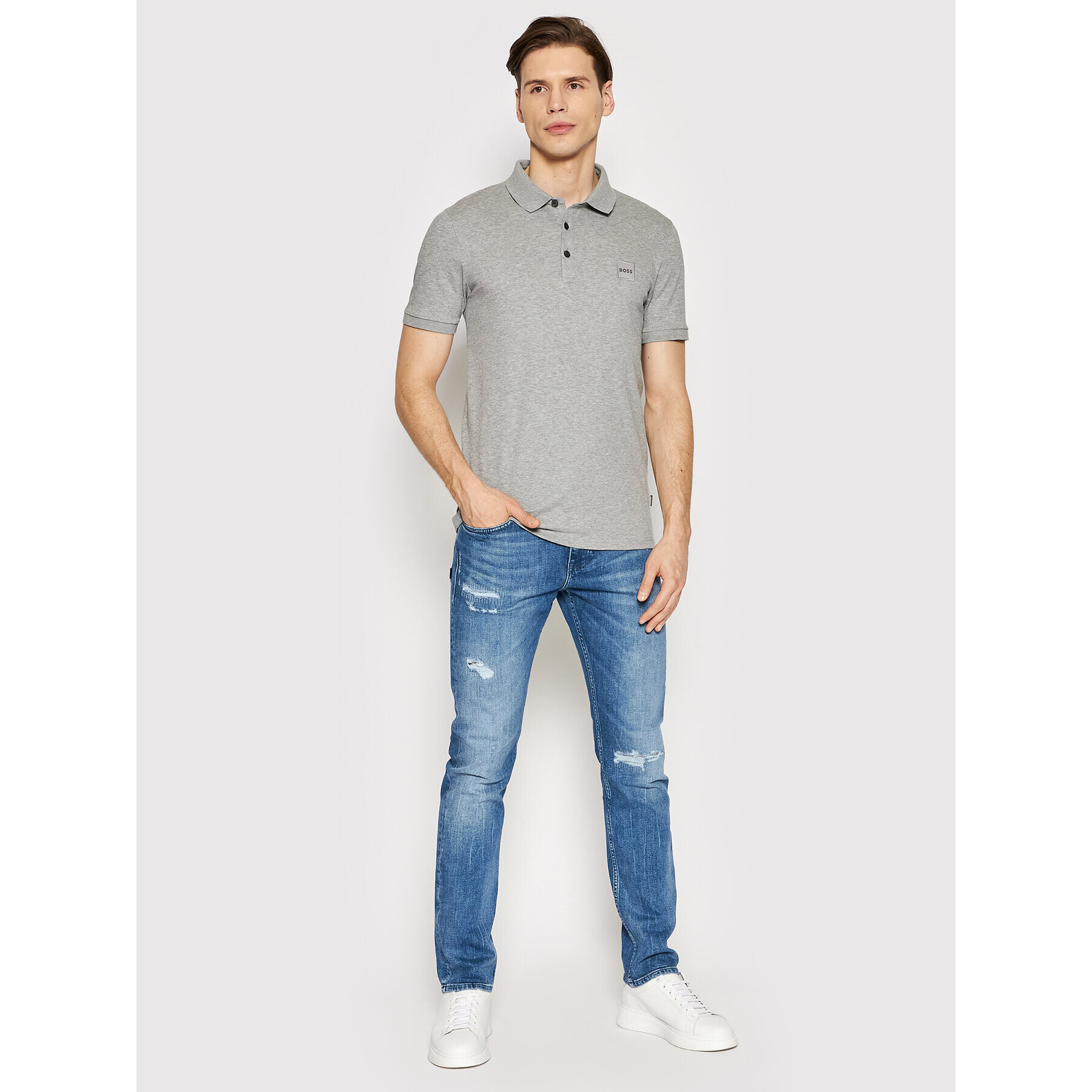 Boss Polokošile Passenger 50472668 Šedá Slim Fit - Pepit.cz