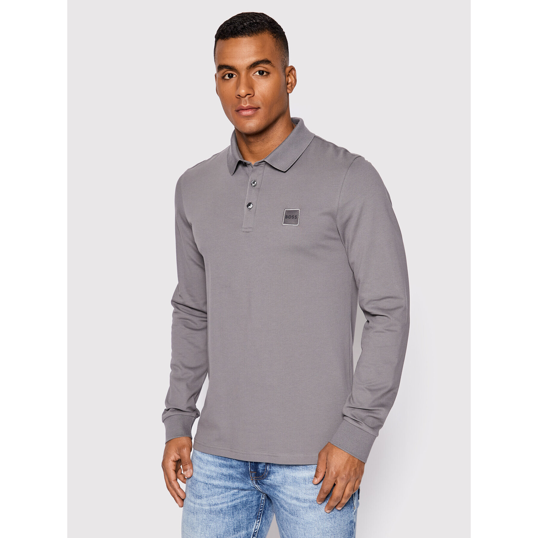 Boss Polokošile Passerby 50472681 Šedá Slim Fit - Pepit.cz