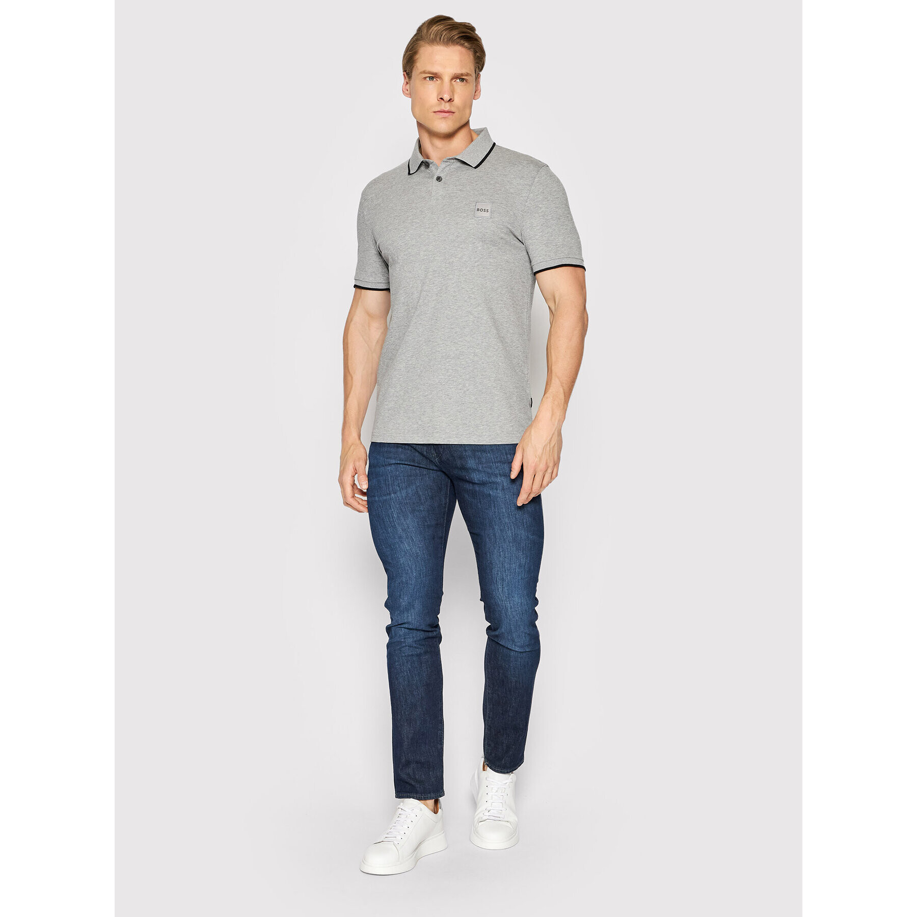 Boss Polokošile Passertip 50472665 Šedá Slim Fit - Pepit.cz