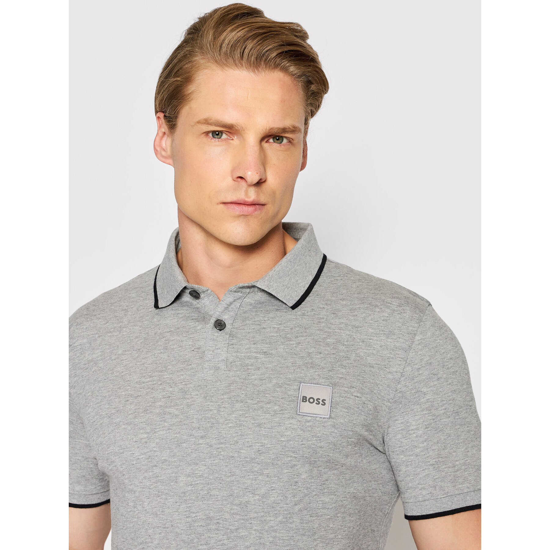 Boss Polokošile Passertip 50472665 Šedá Slim Fit - Pepit.cz