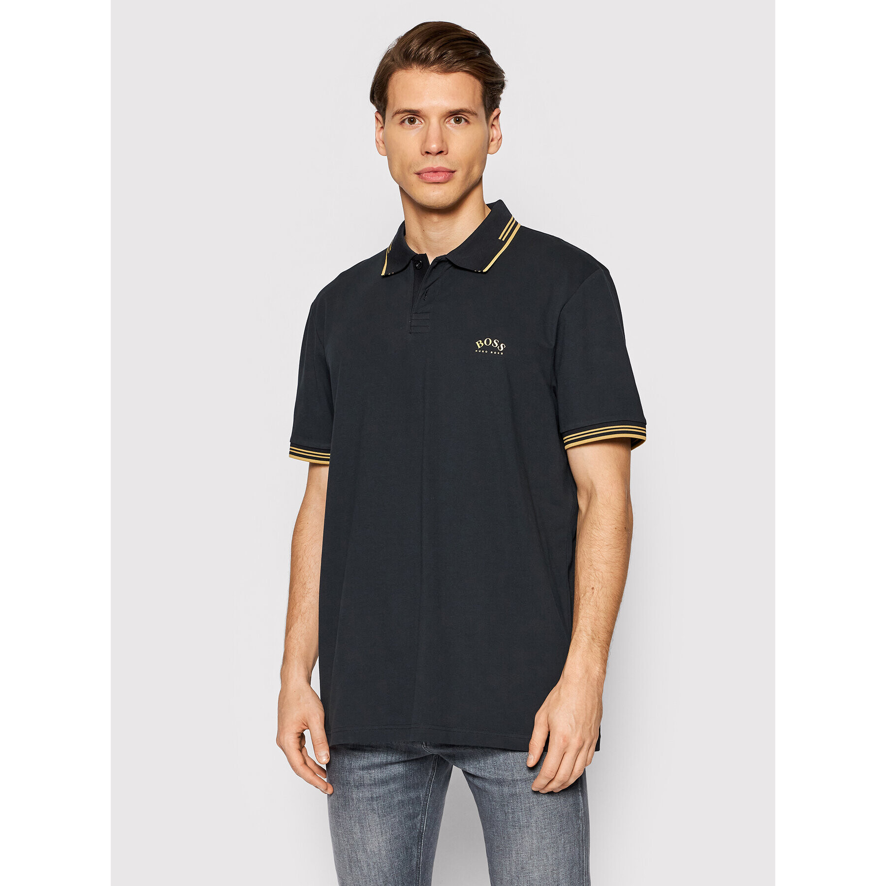 Boss Polokošile Paul Curved 50412675 Tmavomodrá Slim Fit - Pepit.cz