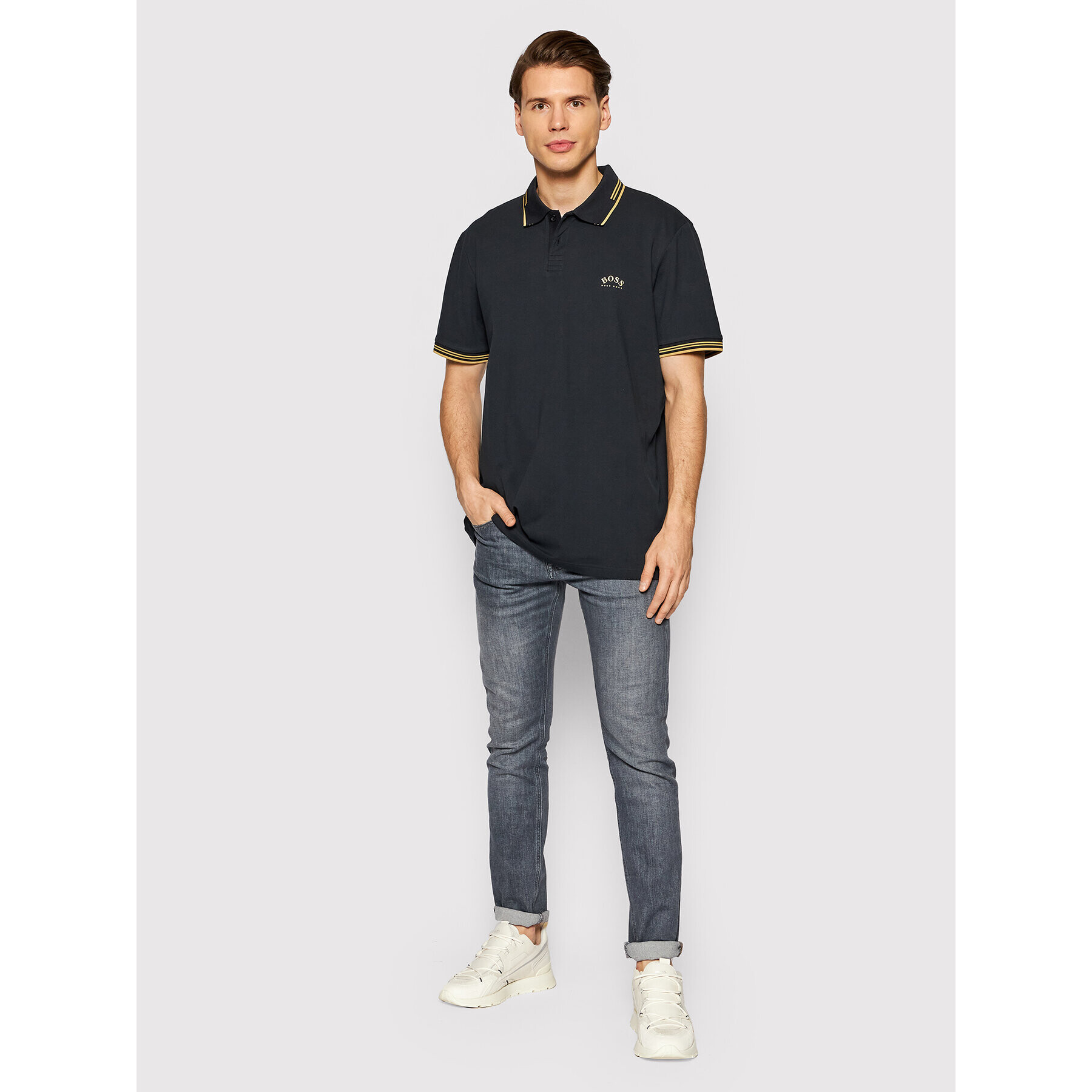 Boss Polokošile Paul Curved 50412675 Tmavomodrá Slim Fit - Pepit.cz