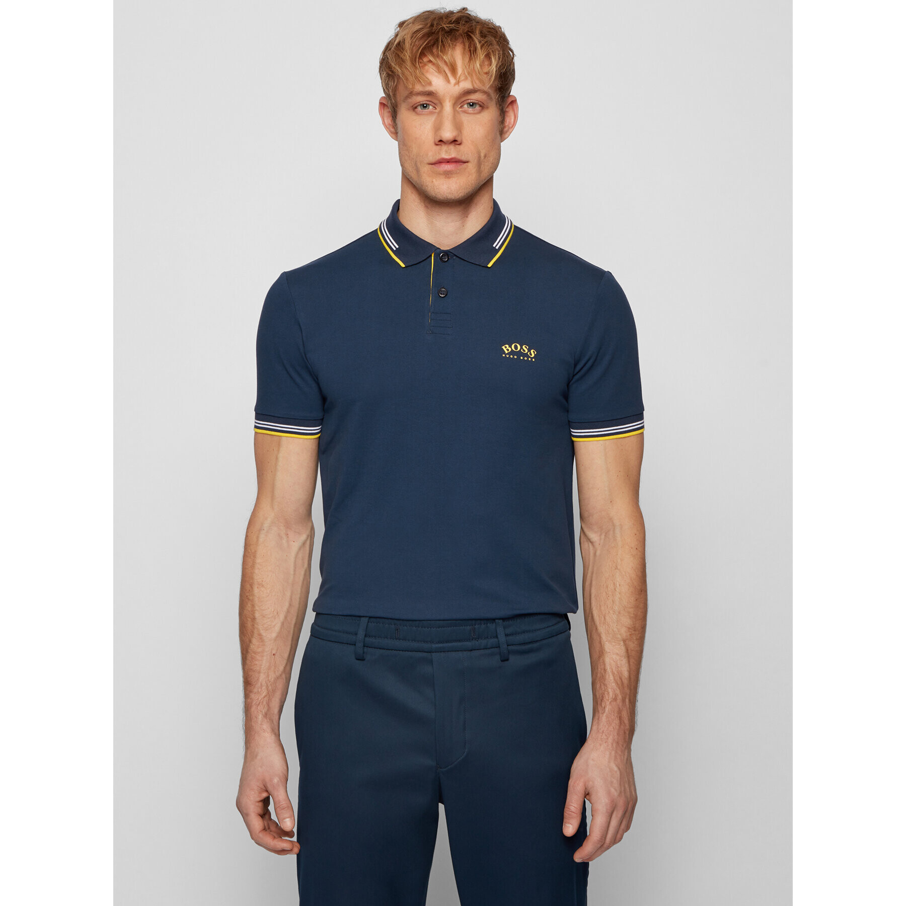 Boss Polokošile Paul Curved 50412675 Tmavomodrá Slim Fit - Pepit.cz