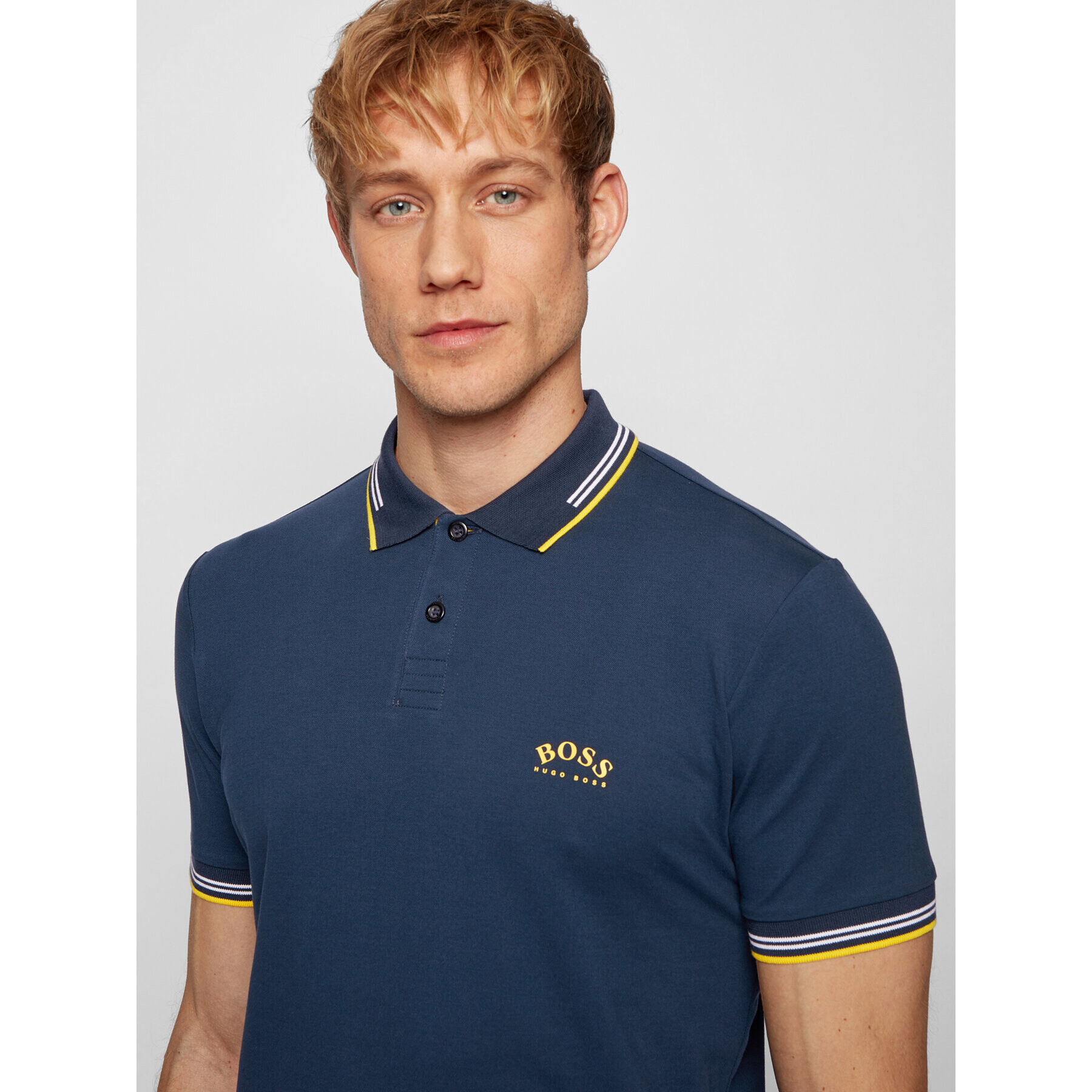 Boss Polokošile Paul Curved 50412675 Tmavomodrá Slim Fit - Pepit.cz