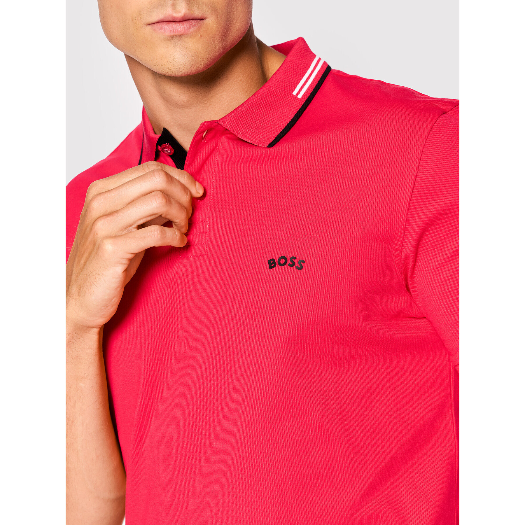 Boss Polokošile Paul Curved 50469245 Červená Slim Fit - Pepit.cz