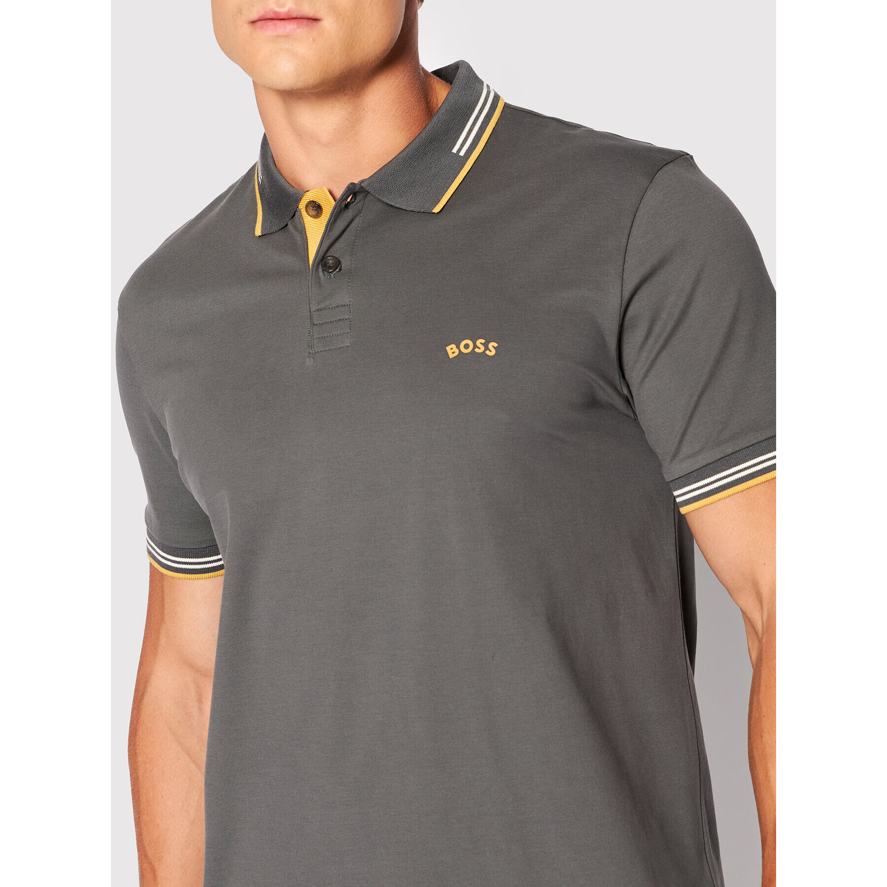 Boss Polokošile Paul Curved 50469245 Šedá Slim Fit - Pepit.cz