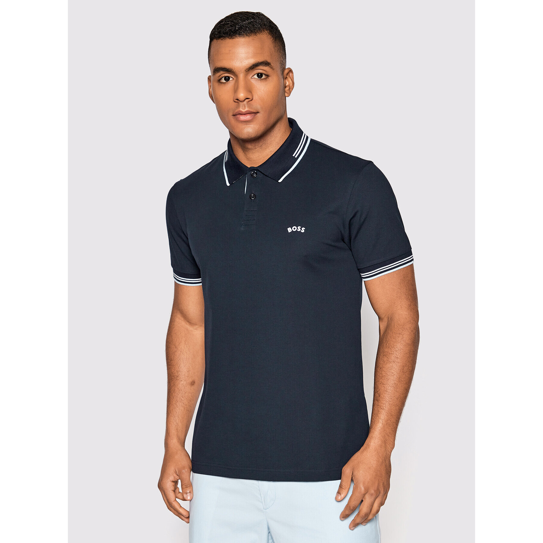 Boss Polokošile Paul Curved 50469245 Tmavomodrá Slim Fit - Pepit.cz