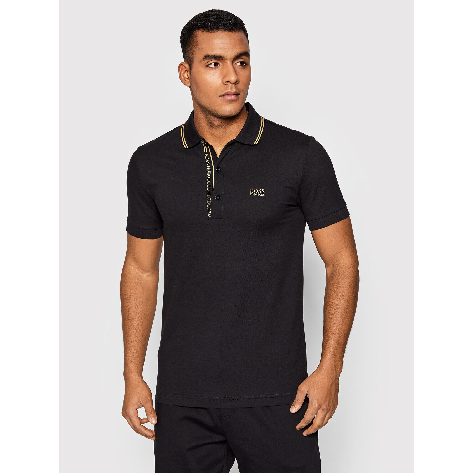 Boss Polokošile Paule 4 50452932 Černá Slim Fit - Pepit.cz