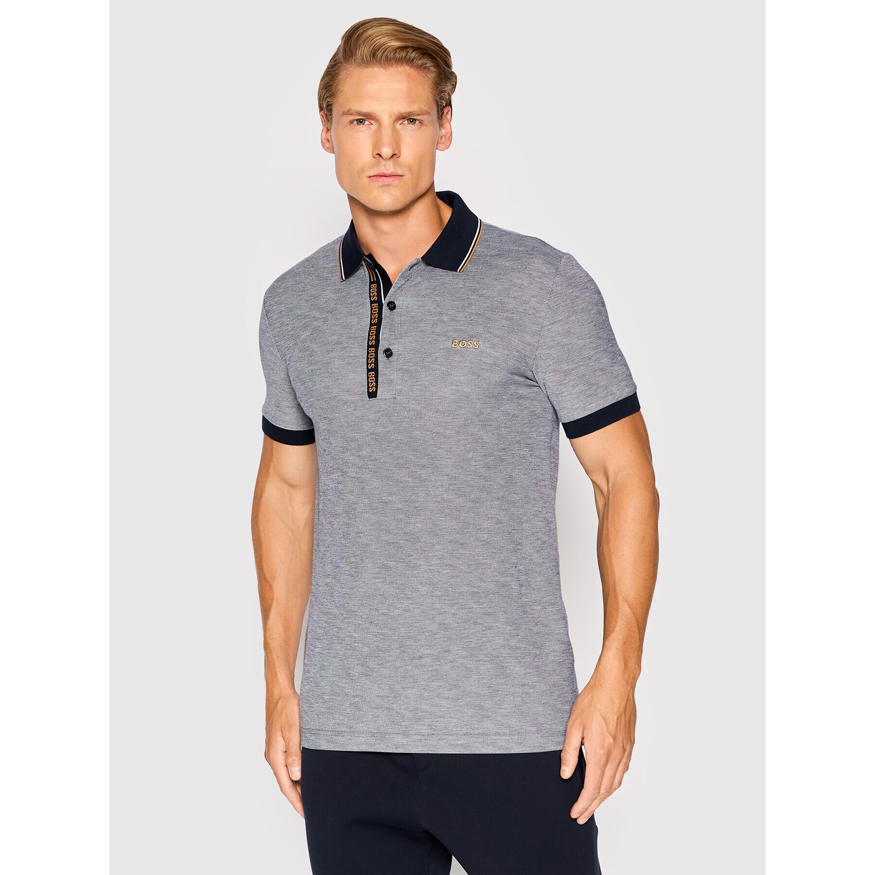 Boss Polokošile Paule 4 50469391 Šedá Slim Fit - Pepit.cz