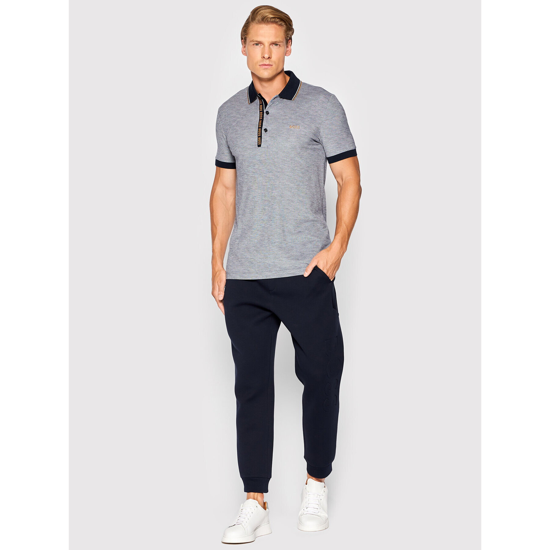 Boss Polokošile Paule 4 50469391 Šedá Slim Fit - Pepit.cz