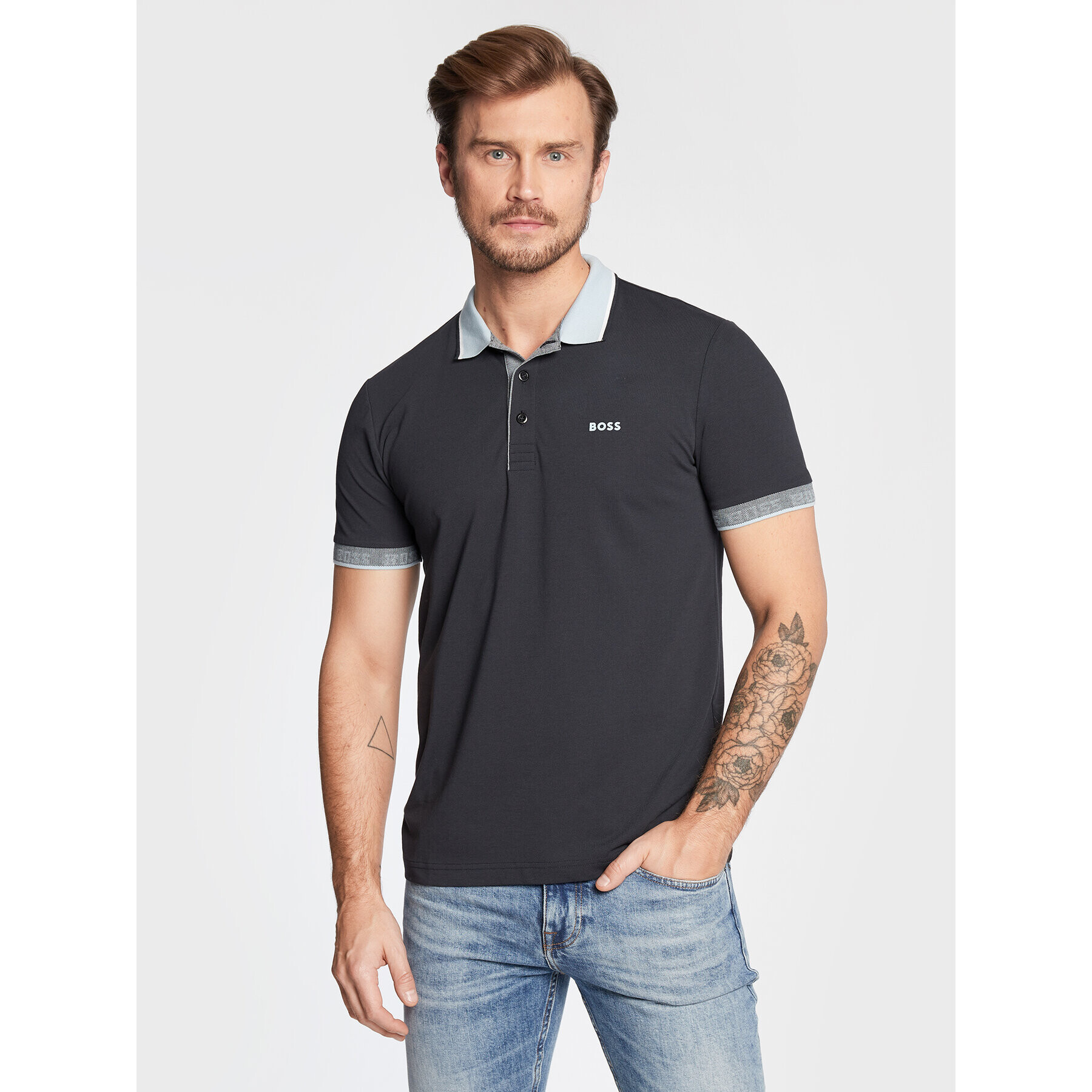 Boss Polokošile Paule 50471914 Tmavomodrá Slim Fit - Pepit.cz