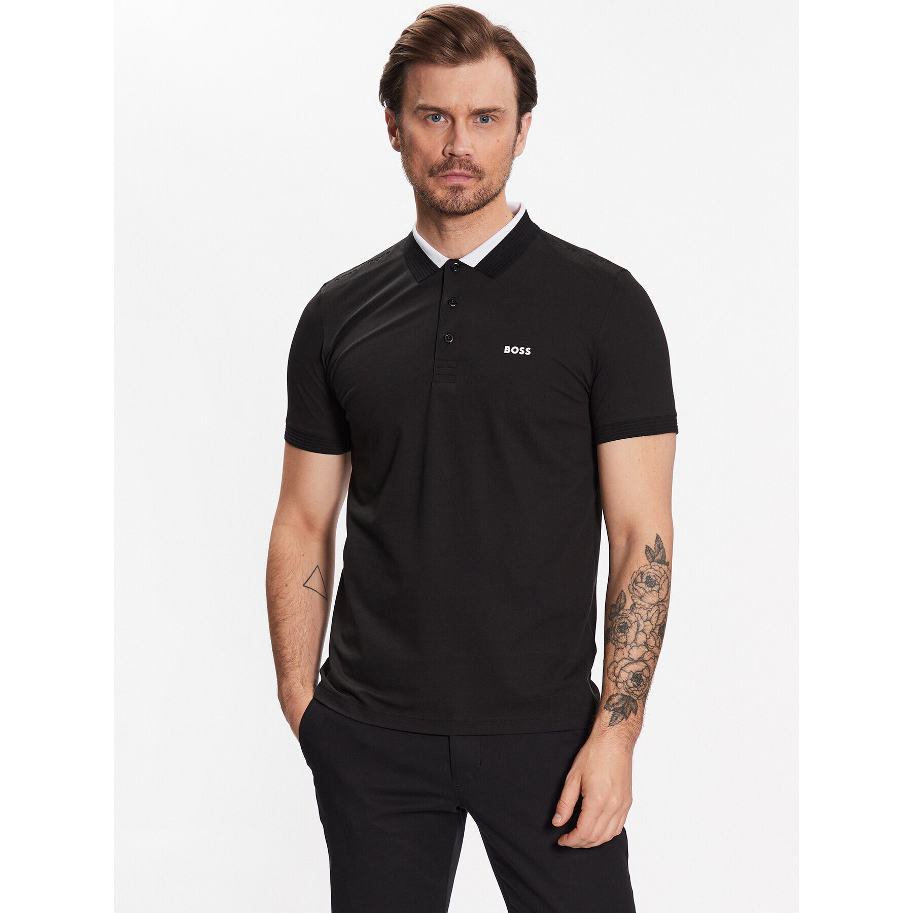 Boss Polokošile Paule 50483246 Černá Slim Fit - Pepit.cz