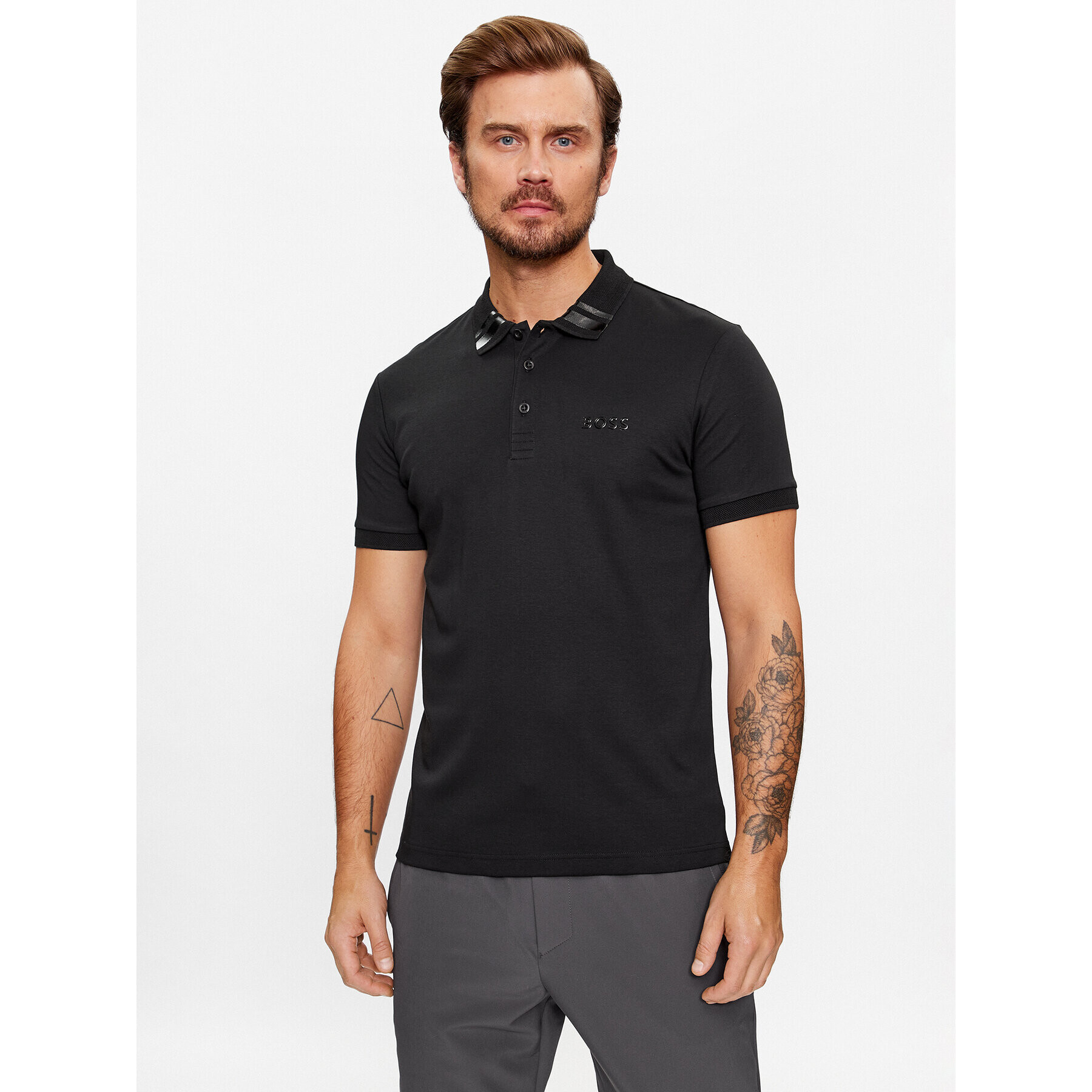 Boss Polokošile Paule Mirror 50501197 Černá Slim Fit - Pepit.cz