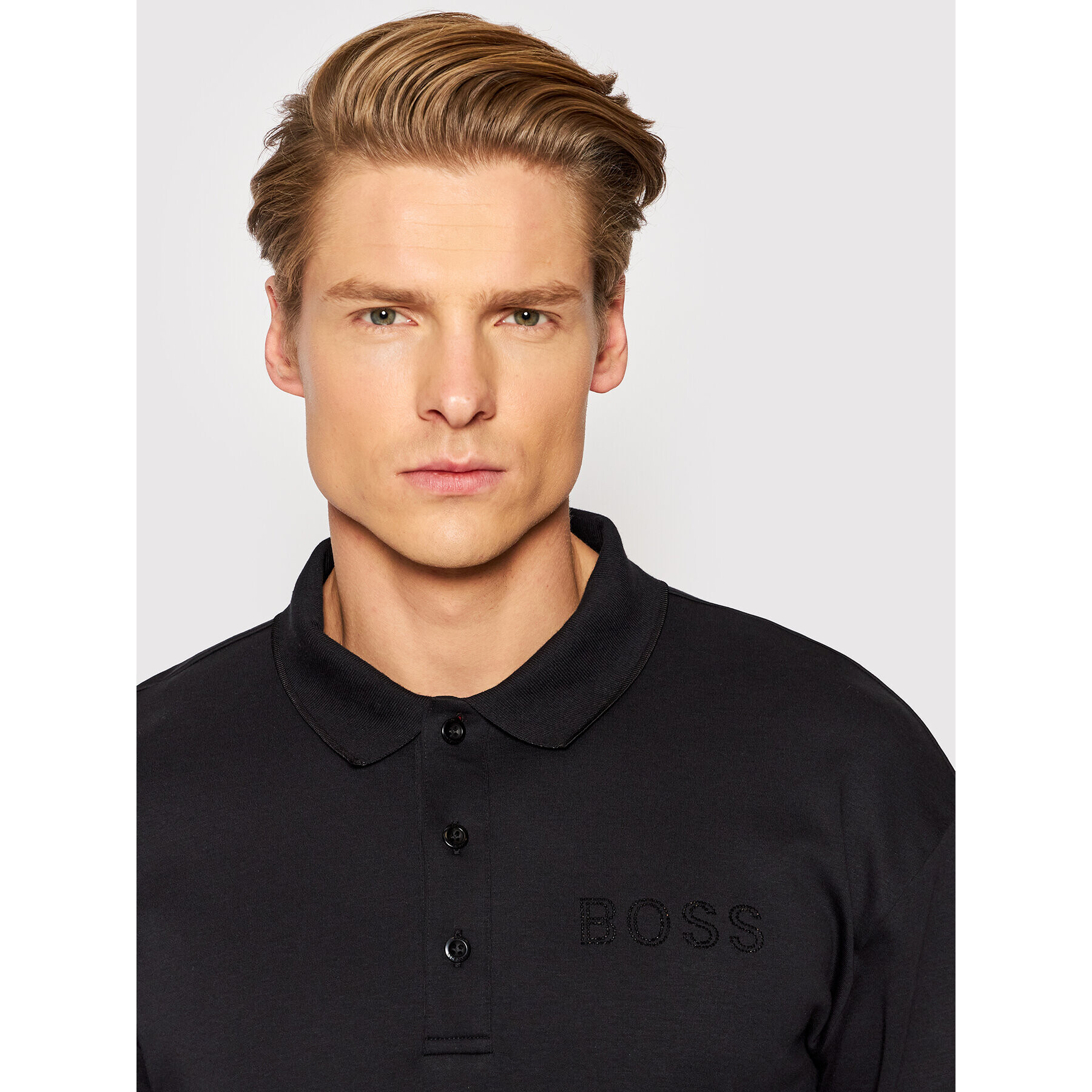 Boss Polokošile Plisy Iconic 50463031 Černá Relaxed Fit - Pepit.cz