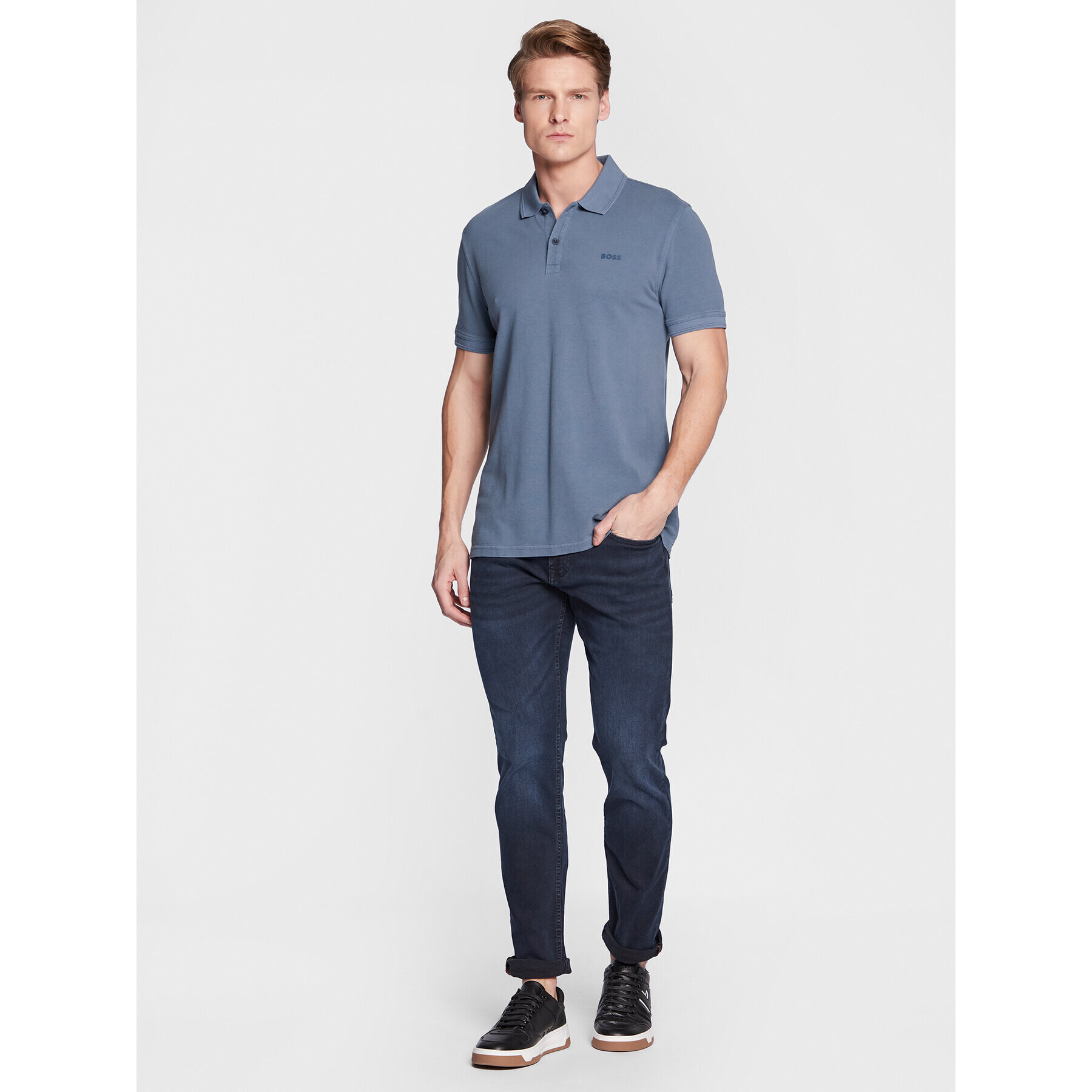 Boss Polokošile Prime 50468576 Modrá Slim Fit - Pepit.cz