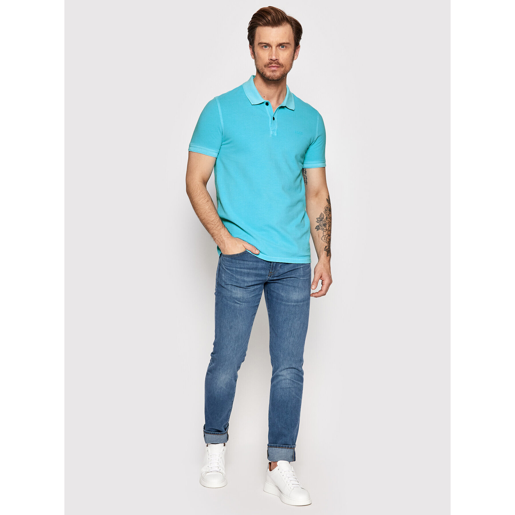 Boss Polokošile Prime 50468576 Modrá Slim Fit - Pepit.cz