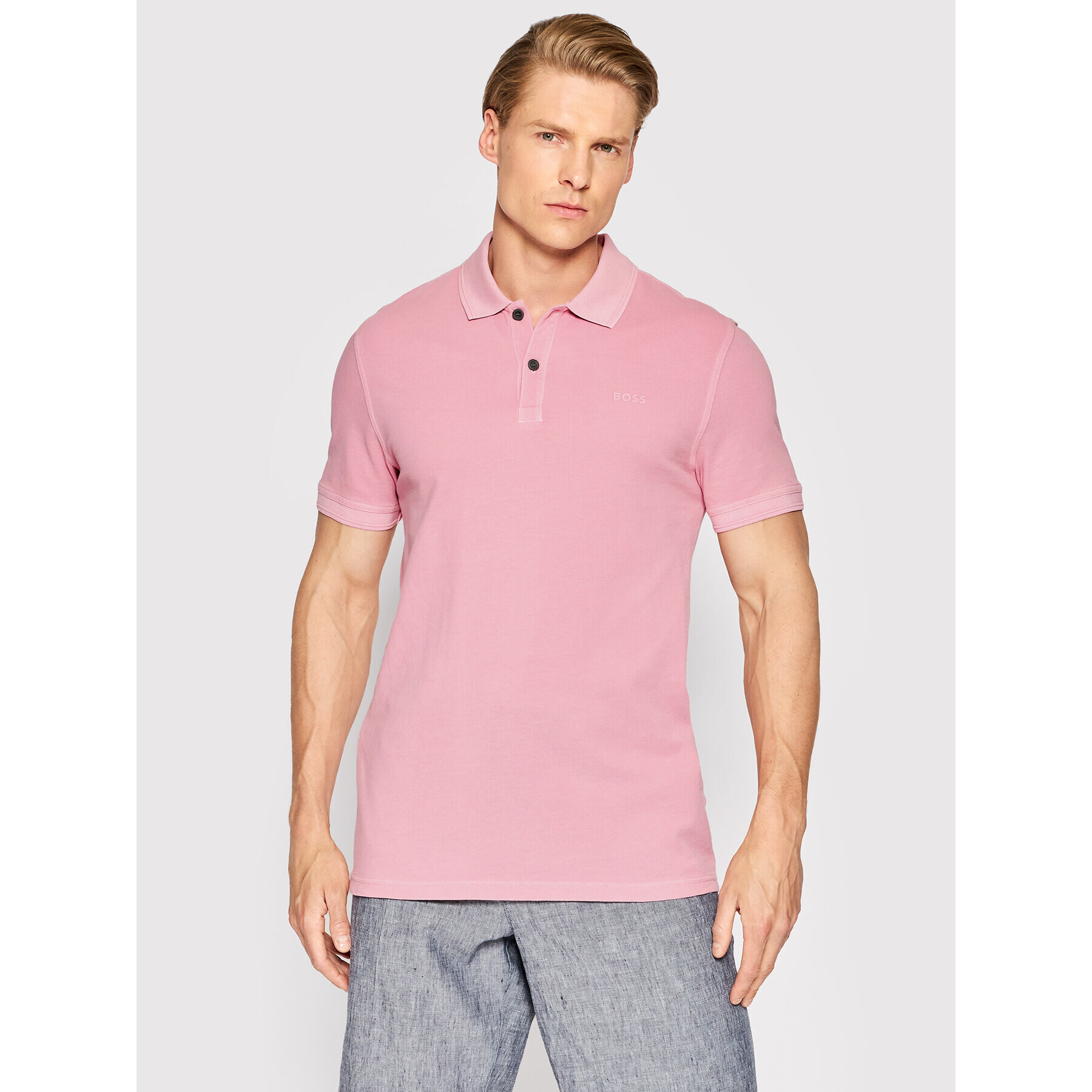 Boss Polokošile Prime 50468576 Růžová Slim Fit - Pepit.cz