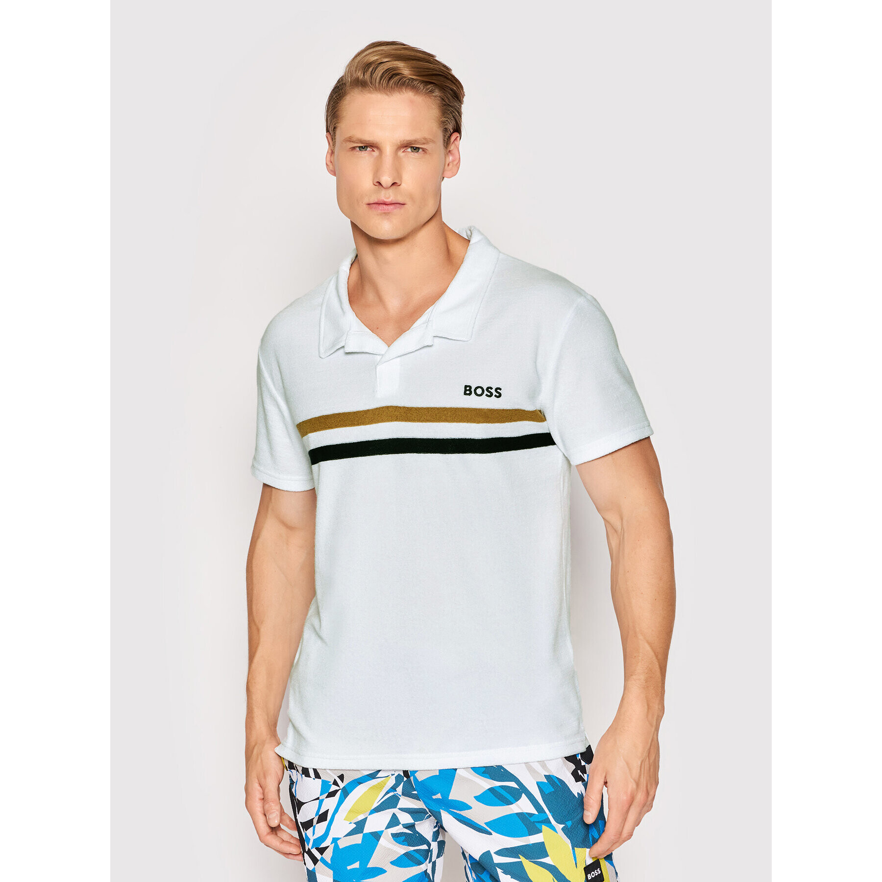 Boss Polokošile Terry 50469317 Bílá Regular Fit - Pepit.cz