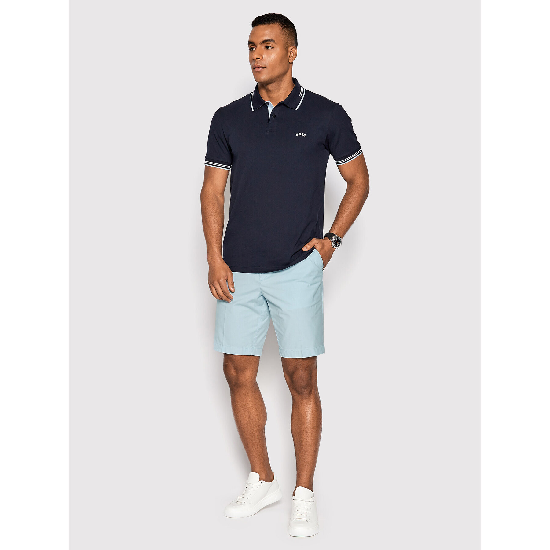 Boss Šortky z materiálu Silce-Short2 50472678 Modrá Slim Fit - Pepit.cz