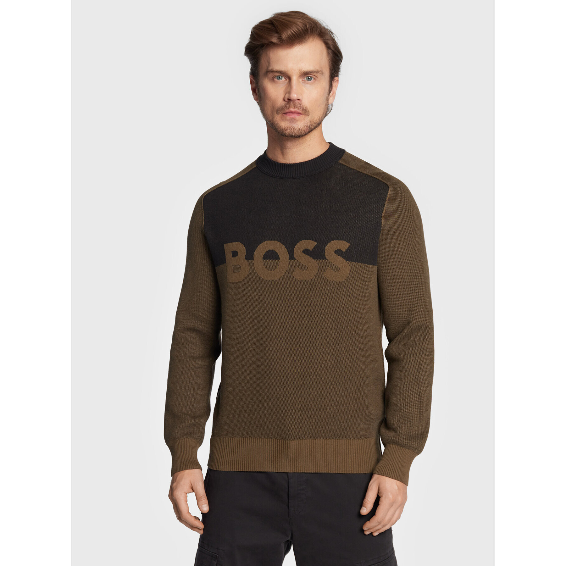 Boss Svetr Asave 50474884 Zelená Regular Fit - Pepit.cz