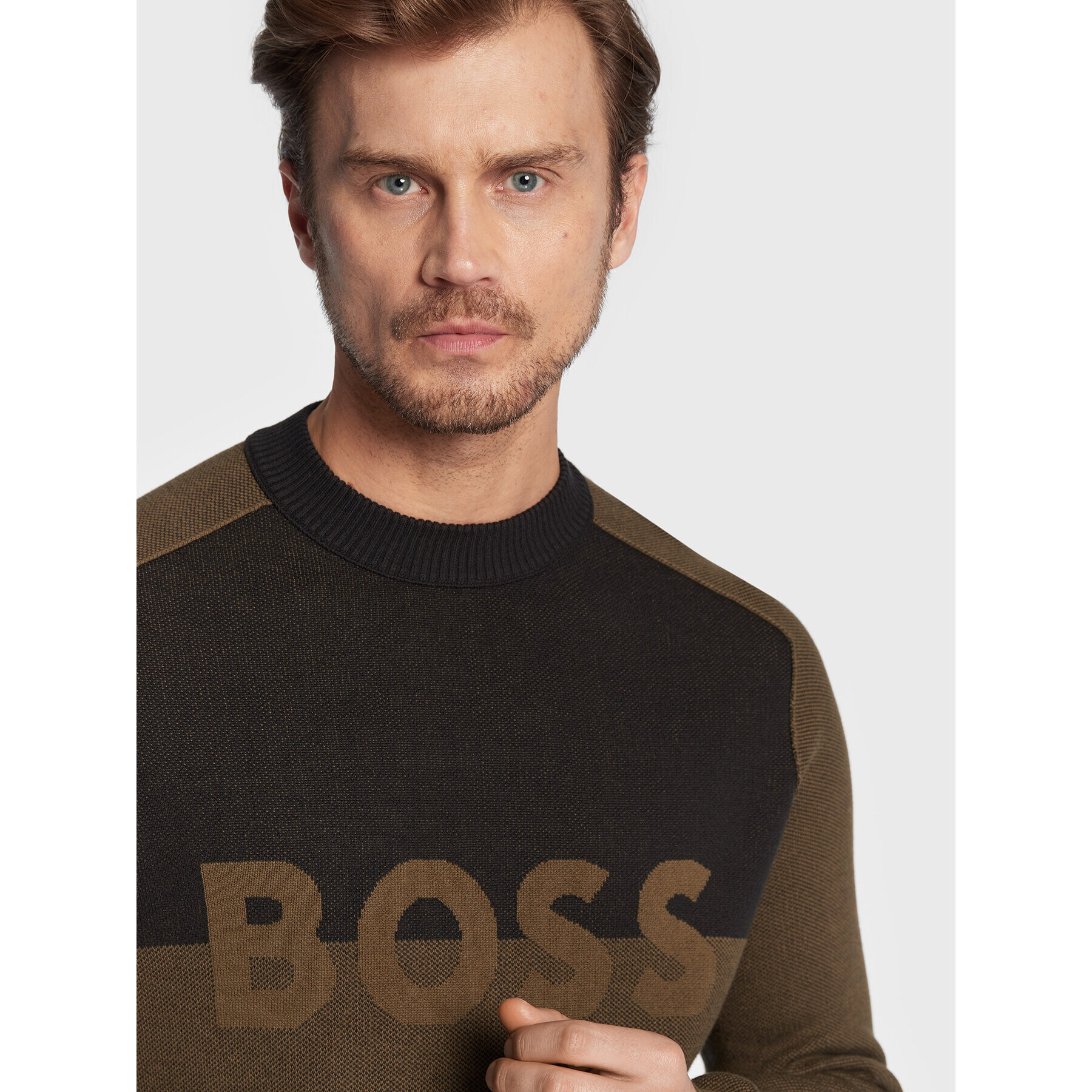 Boss Svetr Asave 50474884 Zelená Regular Fit - Pepit.cz