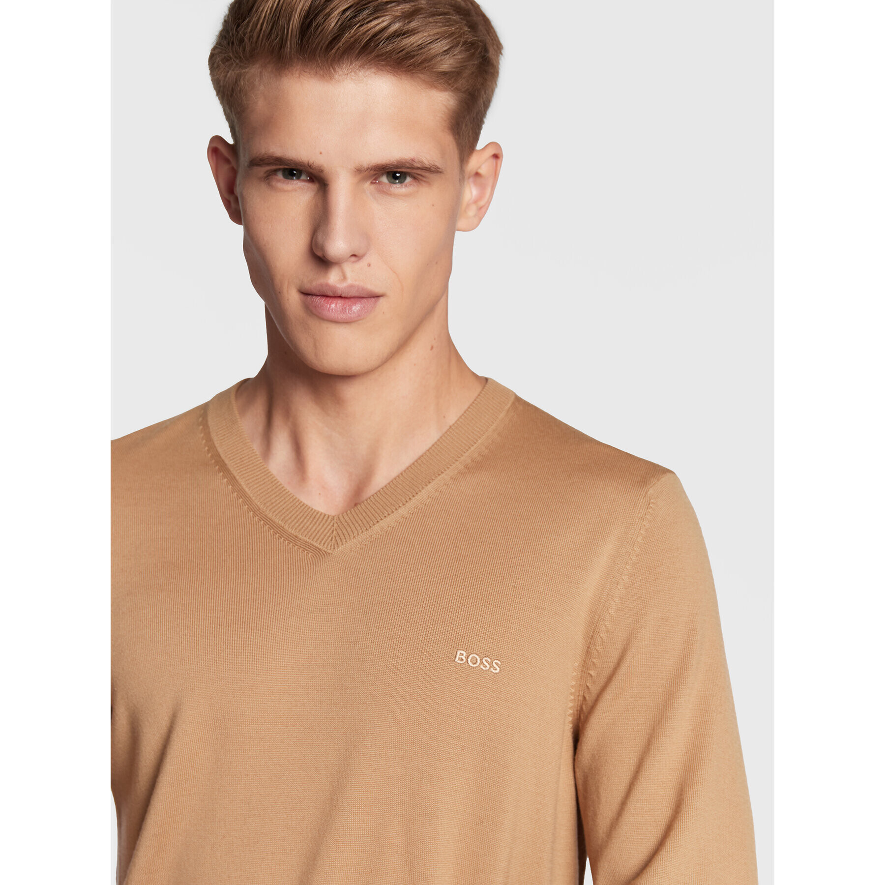 Boss Svetr Baram-L 50476363 Hnědá Regular Fit - Pepit.cz