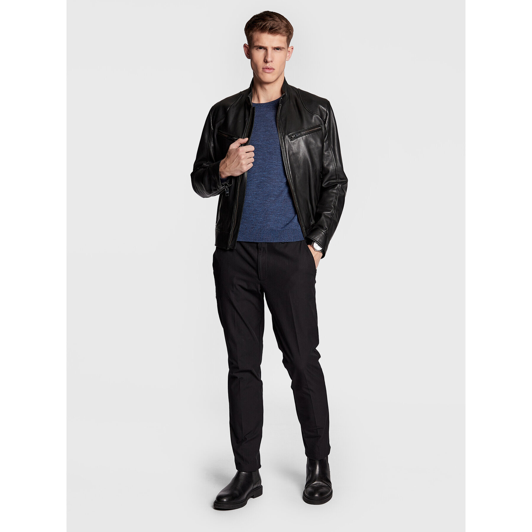 Boss Svetr Leno-P 50468239 Tmavomodrá Slim Fit - Pepit.cz