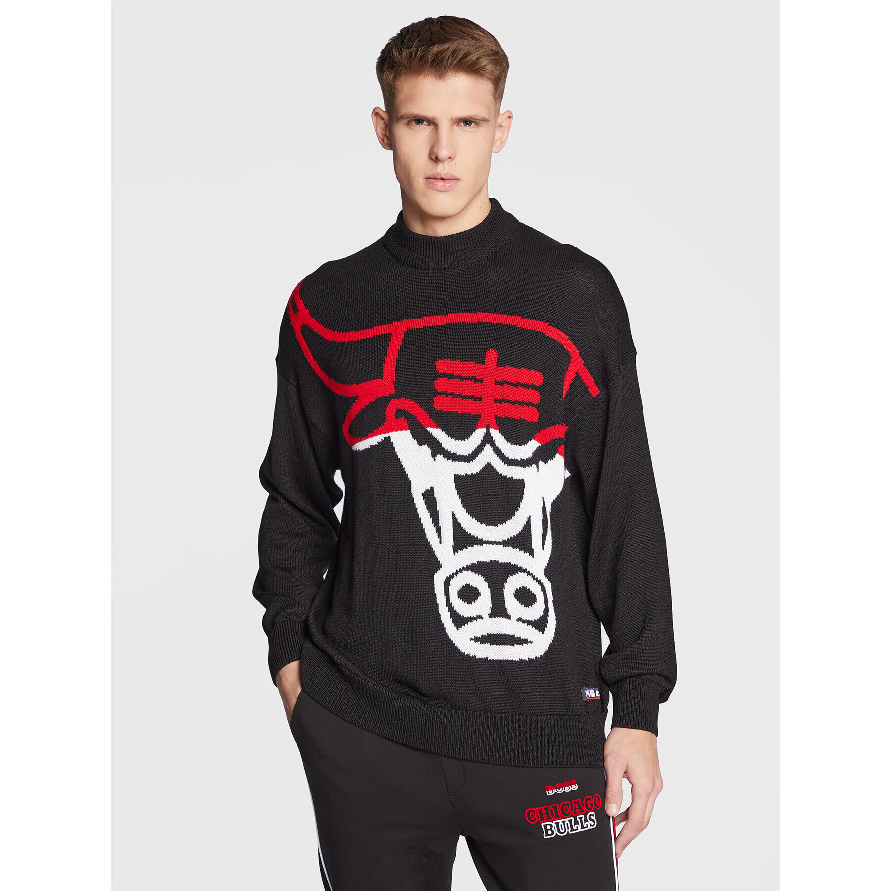 Boss Svetr NBA Chicagobulls 50480082 Černá Regular Fit - Pepit.cz