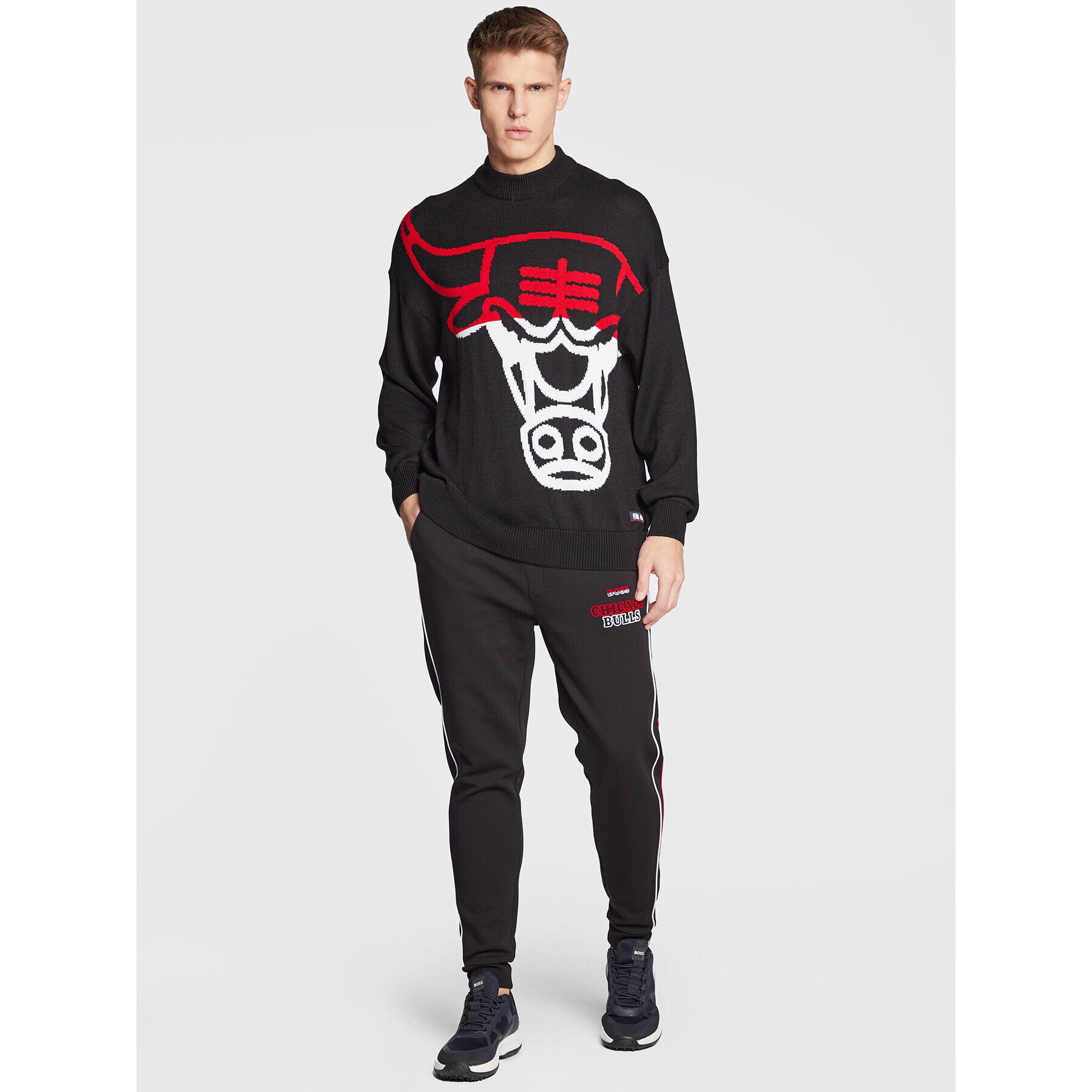 Boss Svetr NBA Chicagobulls 50480082 Černá Regular Fit - Pepit.cz