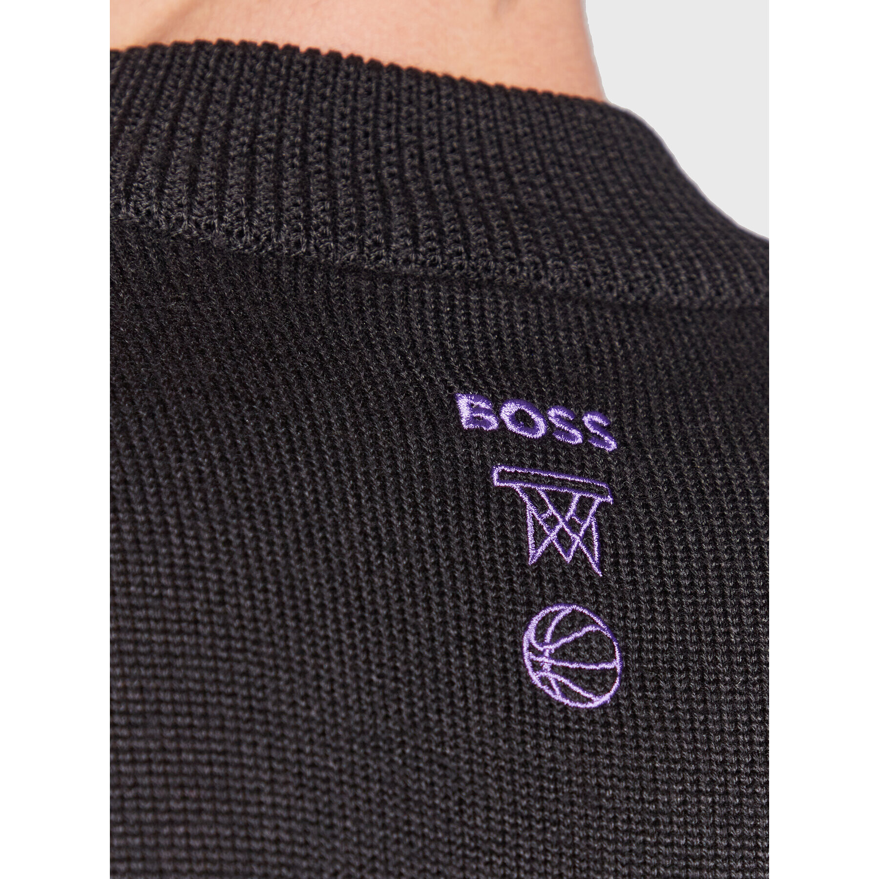 Boss Svetr NBA Knit_Lakers 50480077 Černá Regular Fit - Pepit.cz