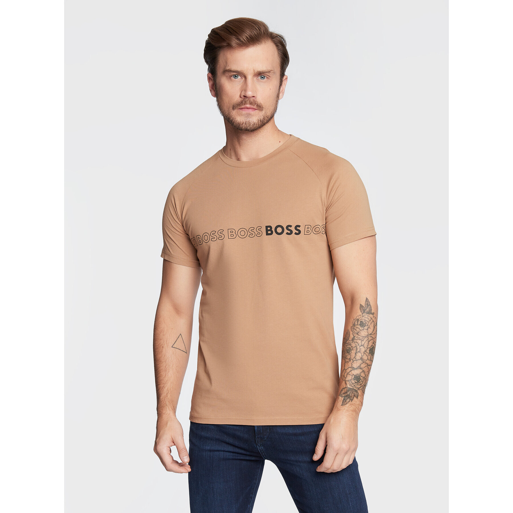 Boss T-Shirt 50469290 Béžová Slim Fit - Pepit.cz