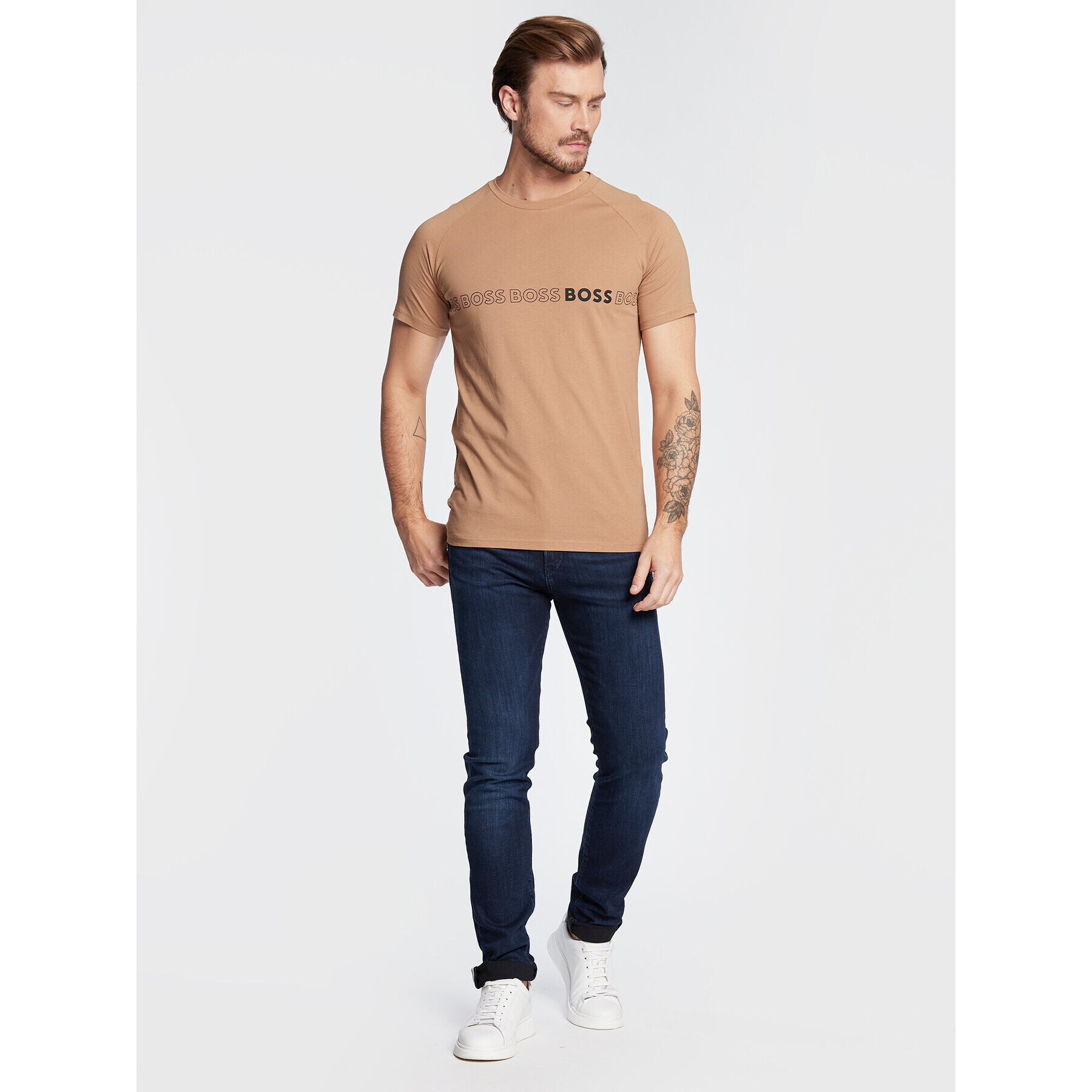 Boss T-Shirt 50469290 Béžová Slim Fit - Pepit.cz